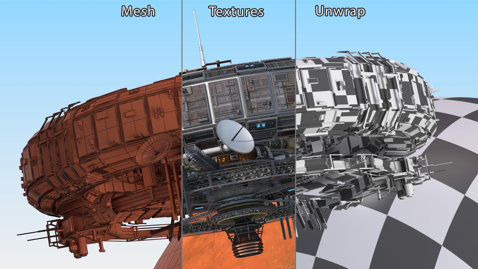 3D model Futuristic Sci Fi Space Station Orbiting Mars