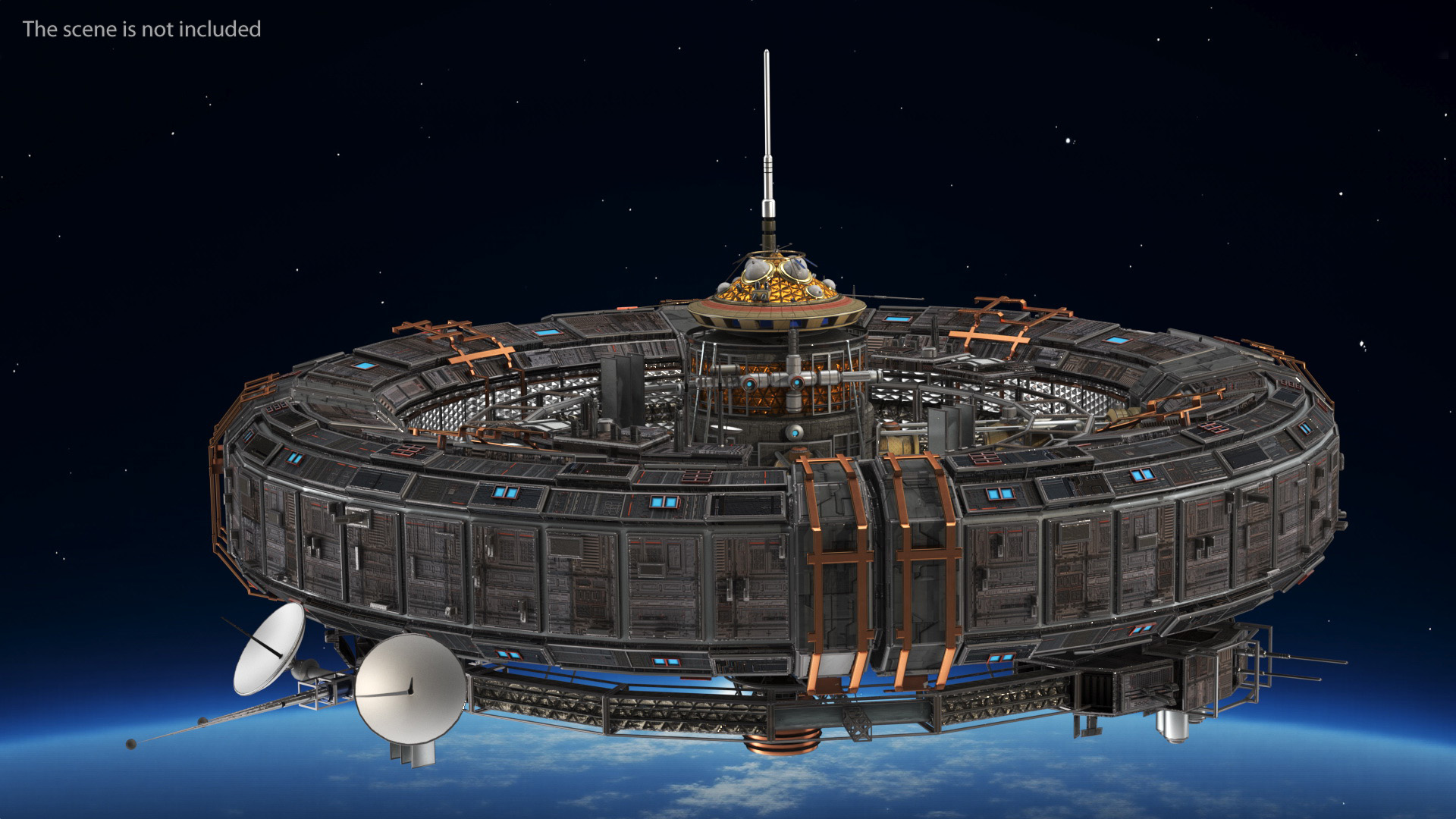 3D model Futuristic Sci Fi Space Station Orbiting Mars