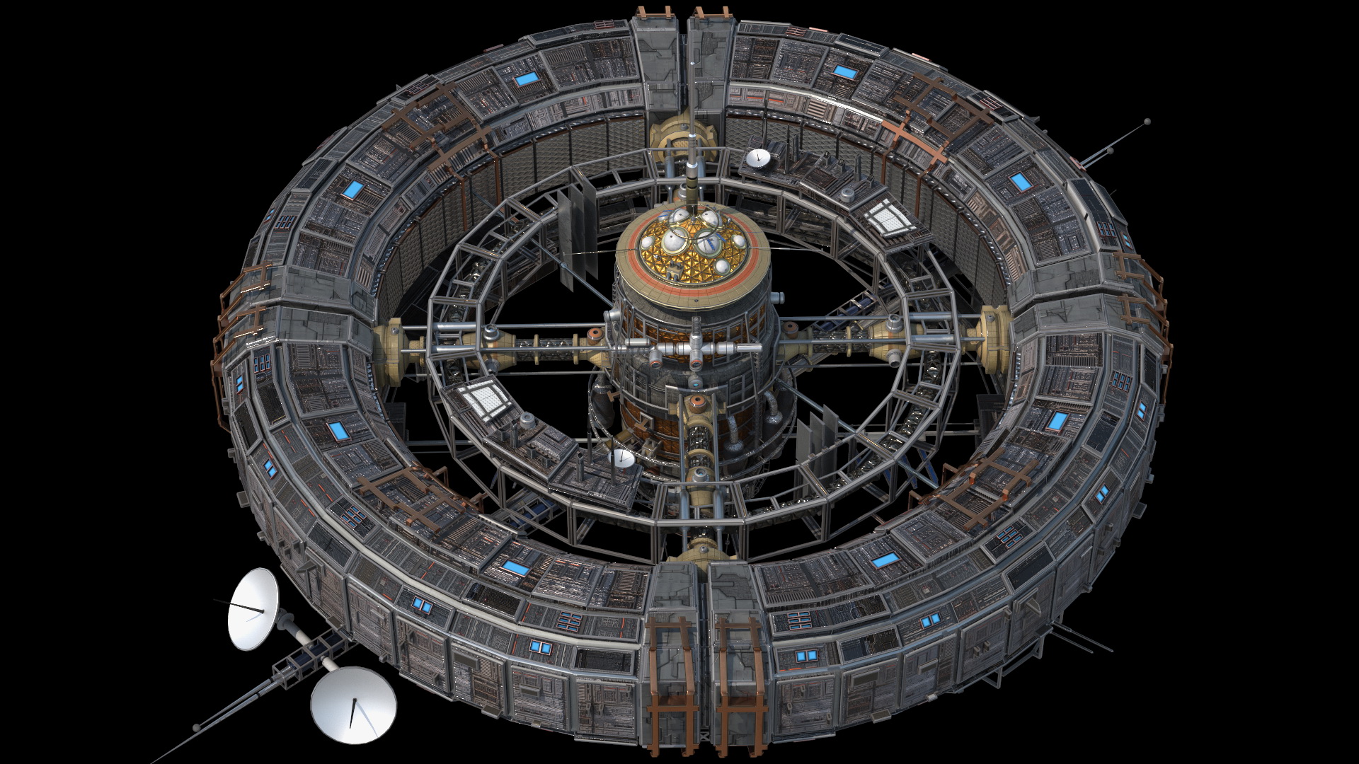 3D model Futuristic Sci Fi Space Station Orbiting Mars