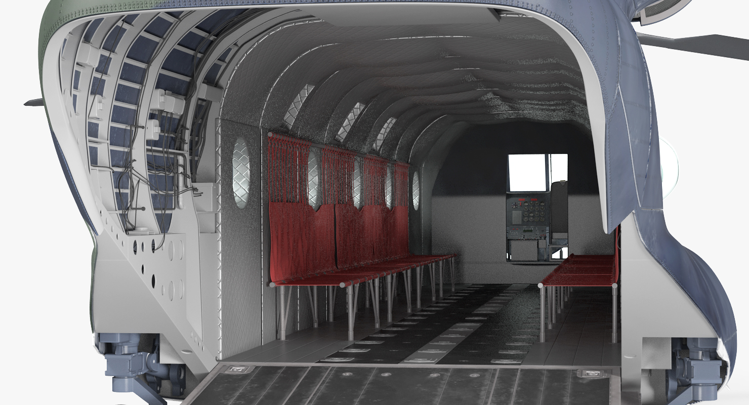 3D Transport Helicopter CH 47 Chinook Rigged