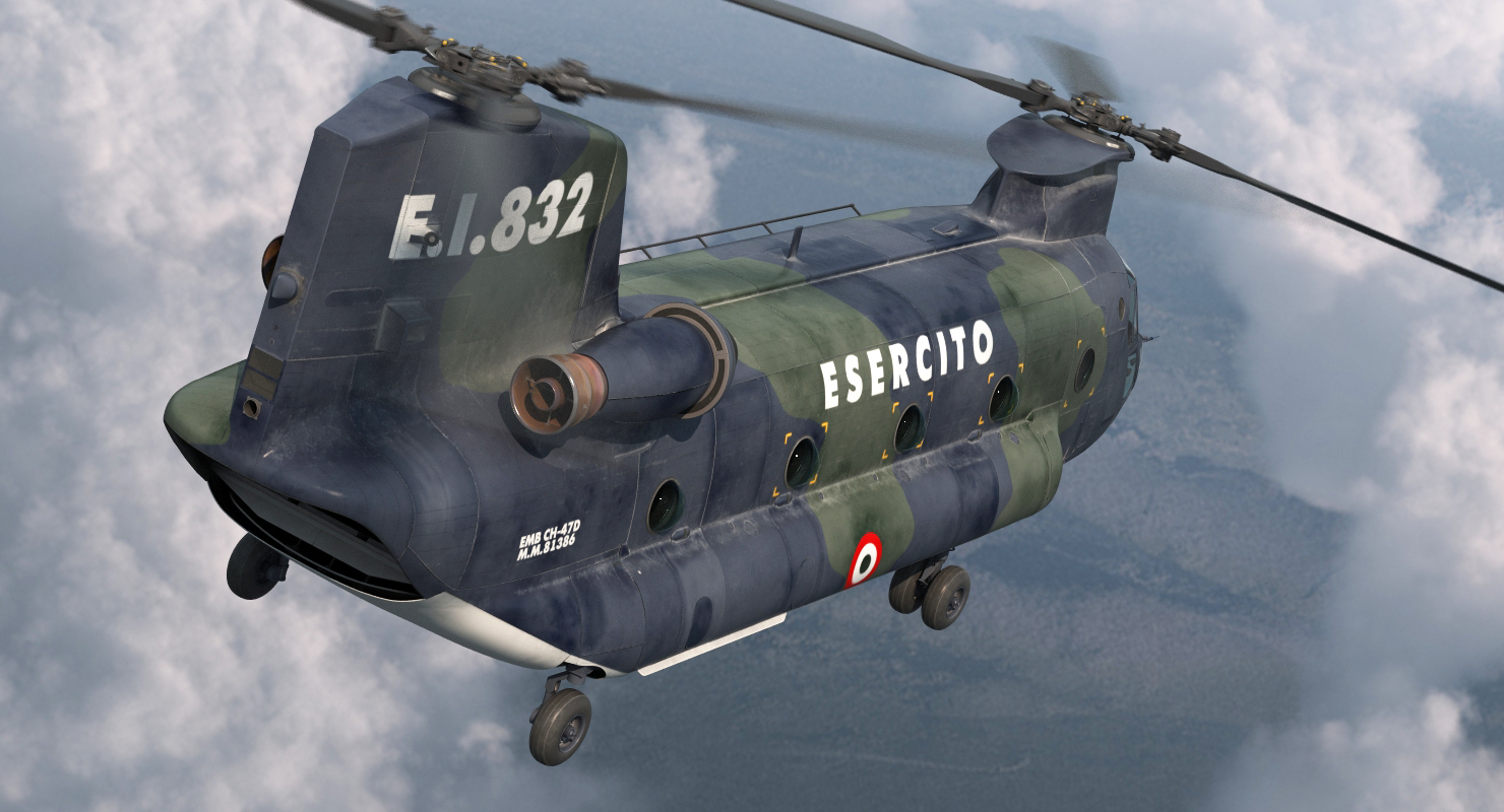 3D Transport Helicopter CH 47 Chinook Rigged