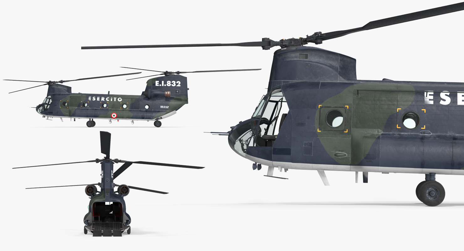 3D Transport Helicopter CH 47 Chinook Rigged