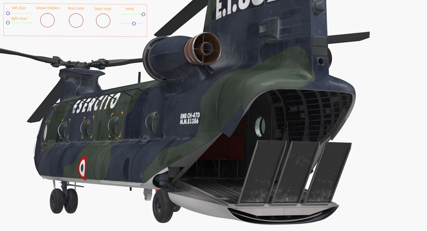 3D Transport Helicopter CH 47 Chinook Rigged