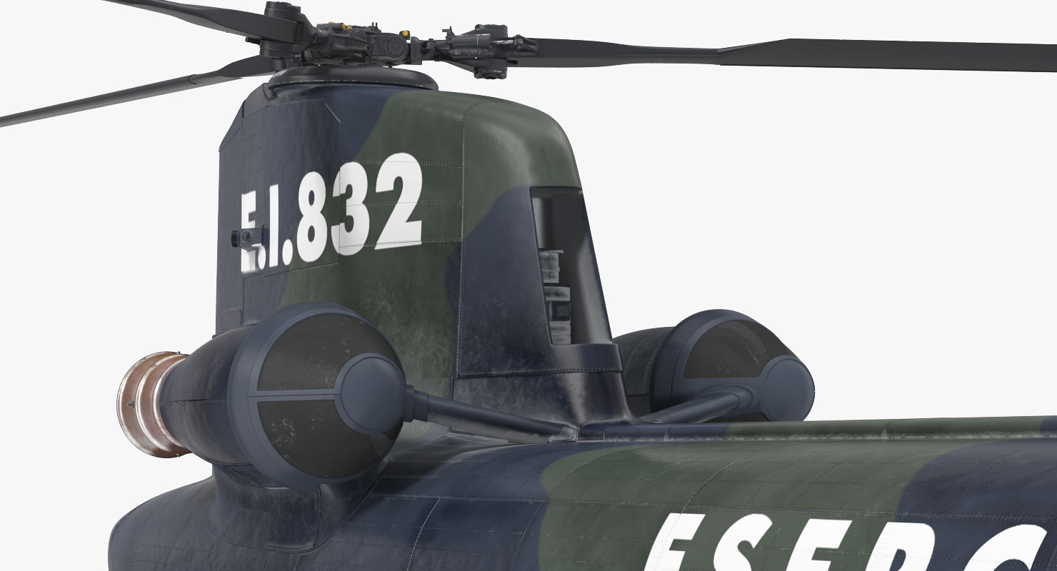 3D Transport Helicopter CH 47 Chinook Rigged
