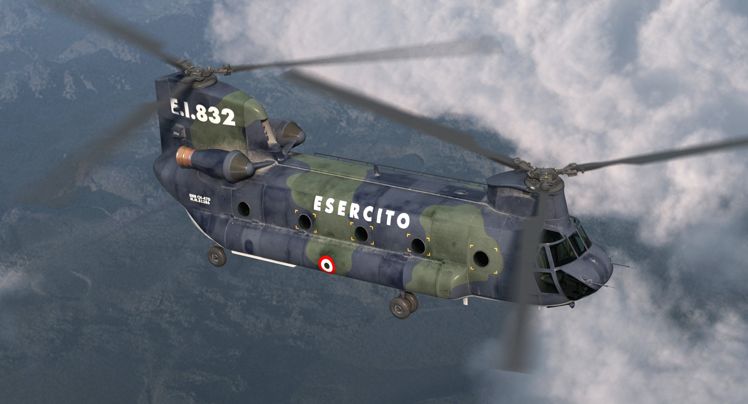 3D Transport Helicopter CH 47 Chinook Rigged