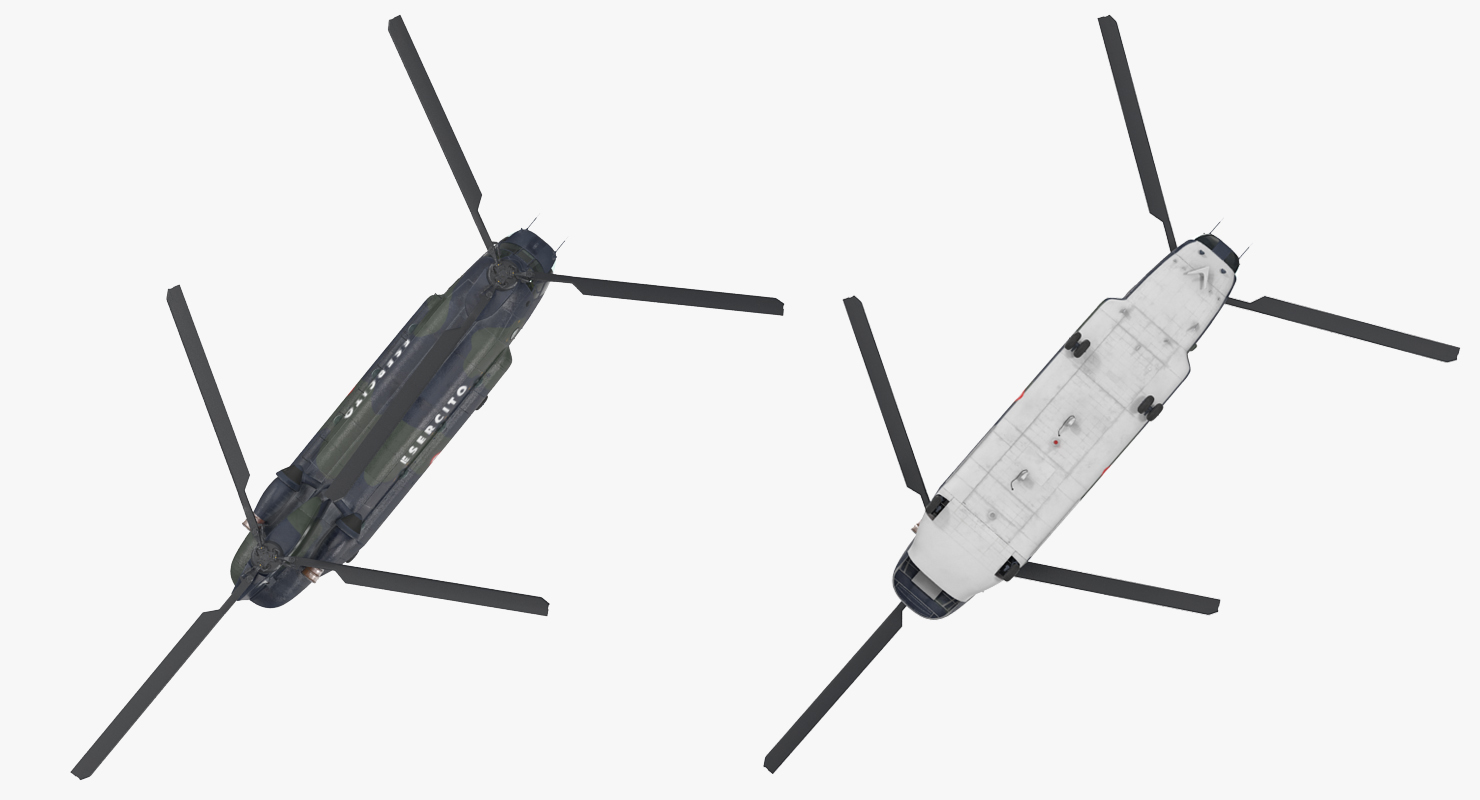 3D Transport Helicopter CH 47 Chinook Rigged