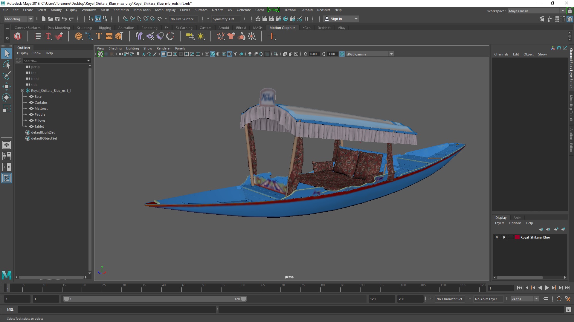3D Royal Shikara Blue model