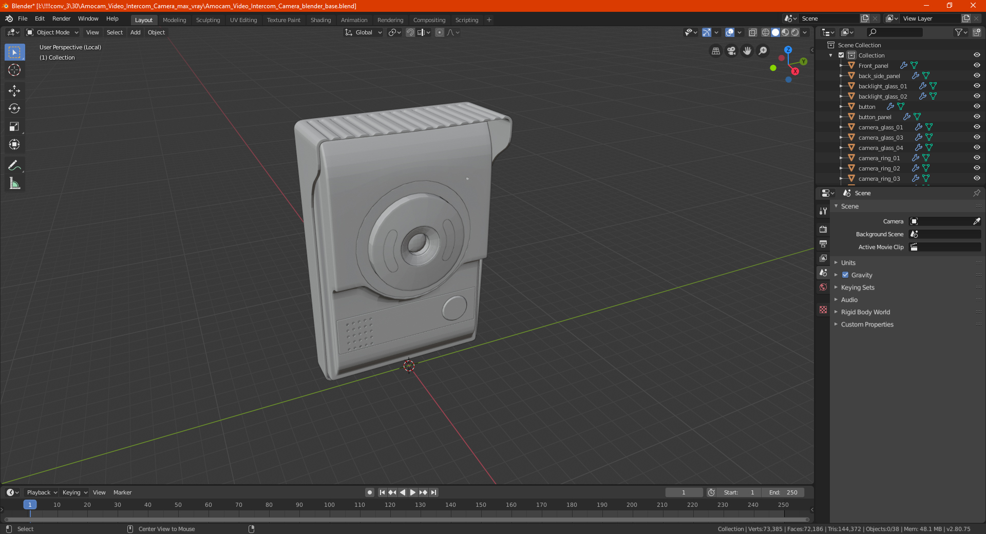 3D Amocam Video Intercom Camera model