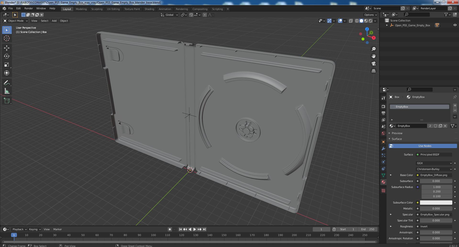 3D Open PS5 Game Empty Box model
