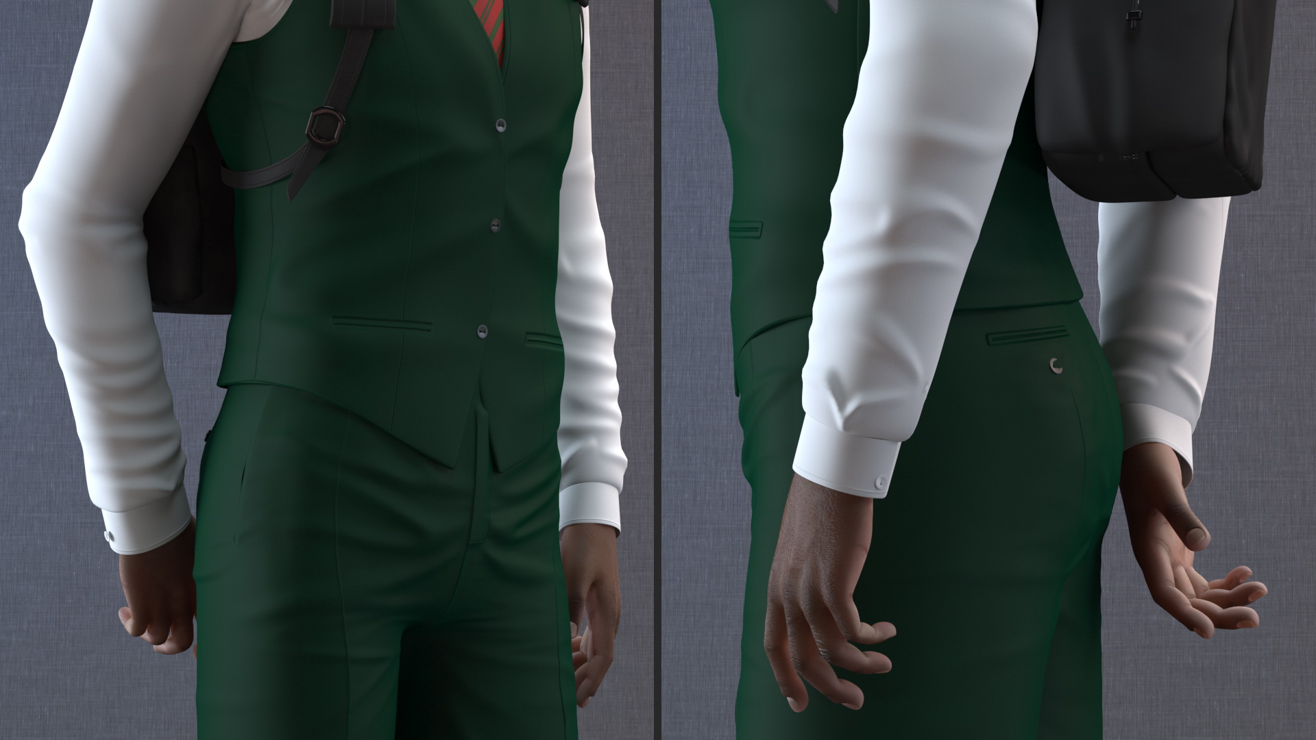 3D Black Teenager Dark Skin School Uniform Standing Pose model