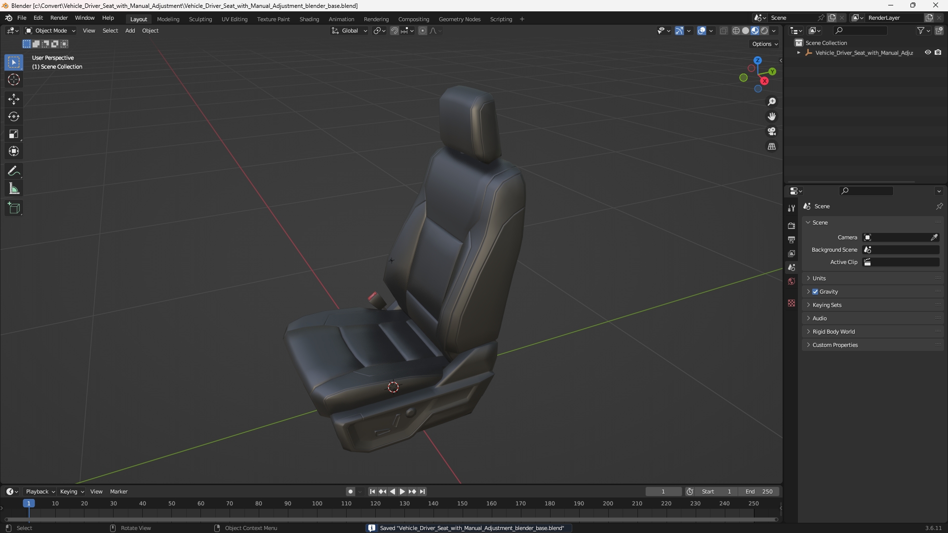 Vehicle Driver Seat with Manual Adjustment - view 10