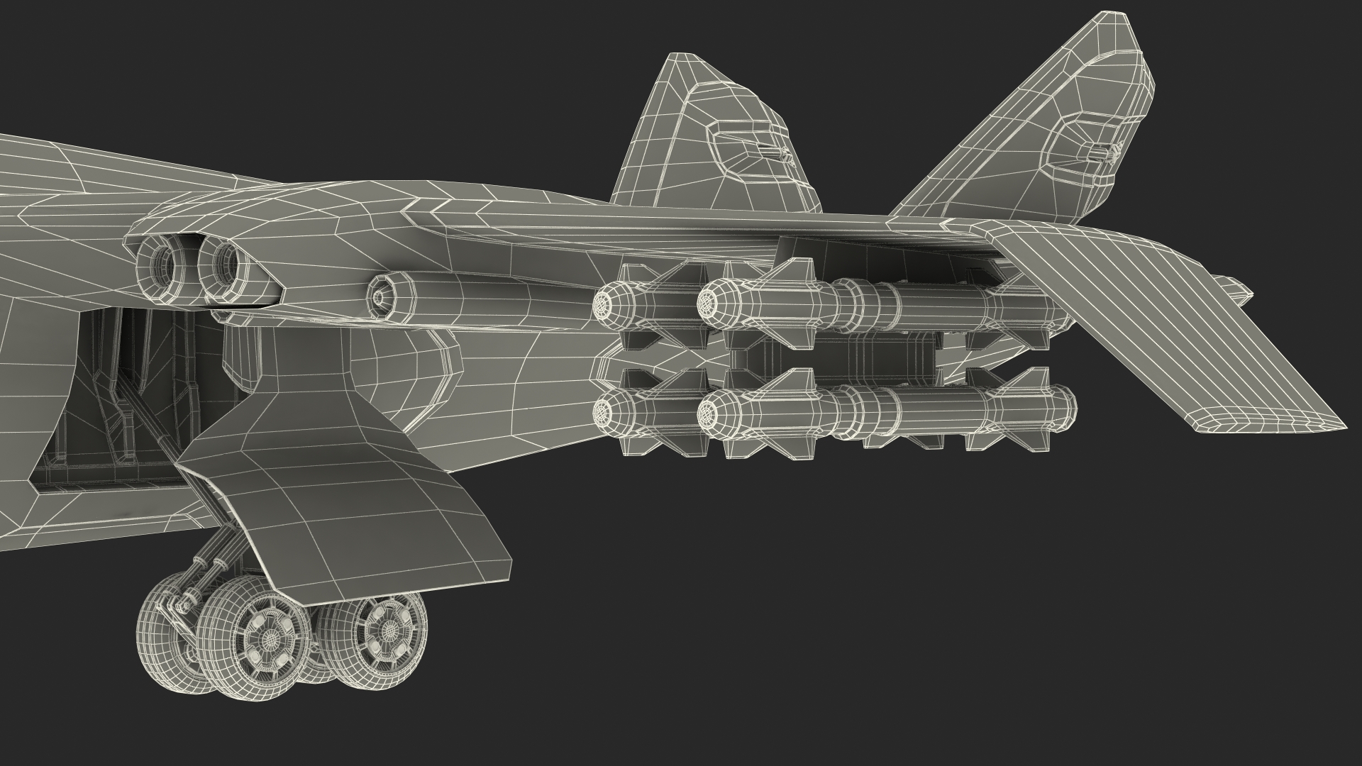 3D model Damaged Sci Fi Fighter Jet with Weapon and Chassis