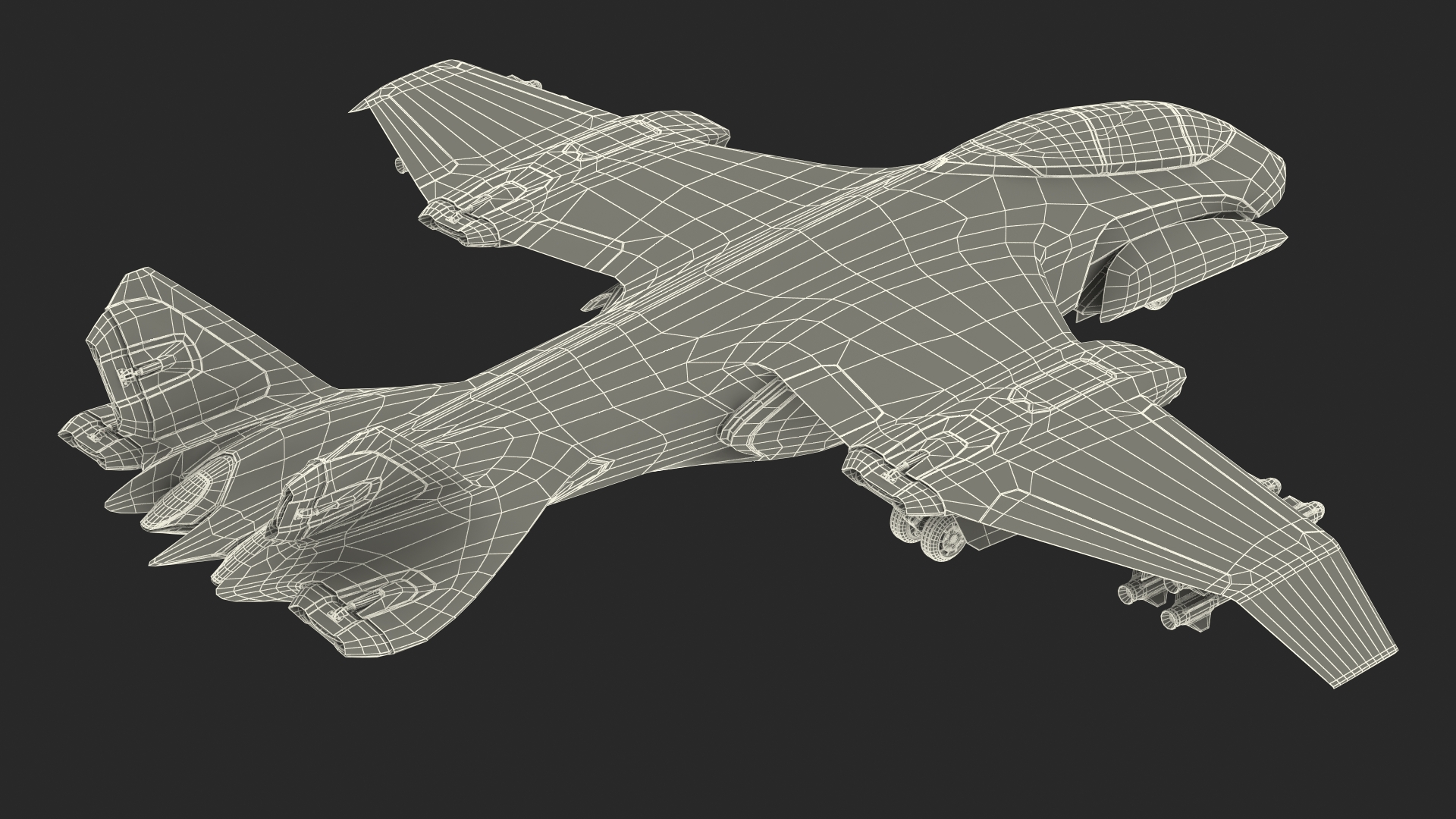3D model Damaged Sci Fi Fighter Jet with Weapon and Chassis