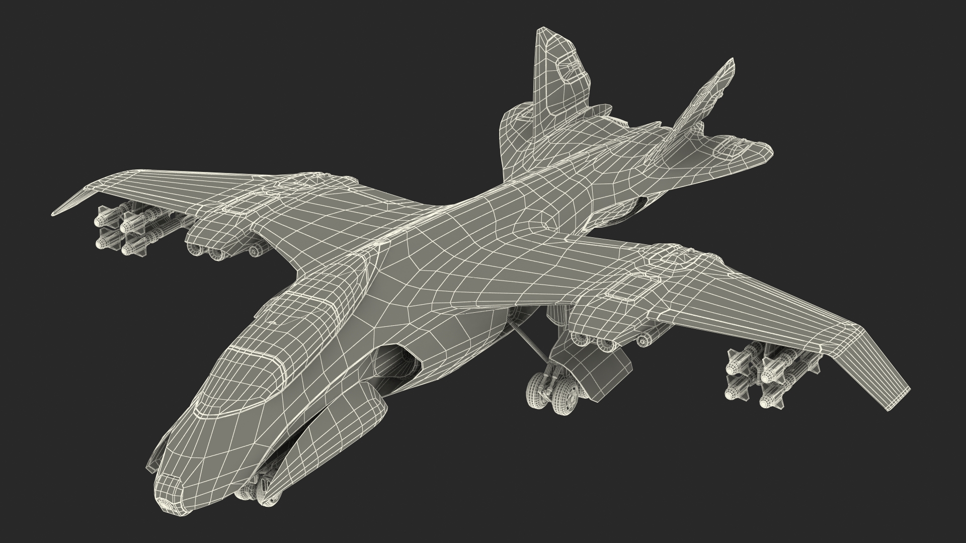 3D model Damaged Sci Fi Fighter Jet with Weapon and Chassis