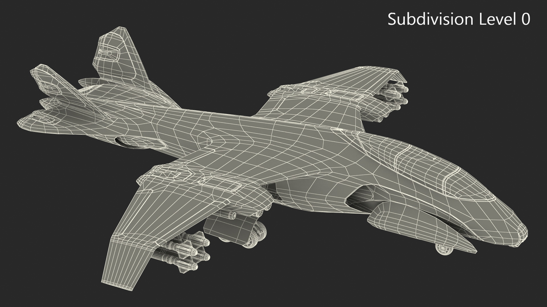 3D model Damaged Sci Fi Fighter Jet with Weapon and Chassis