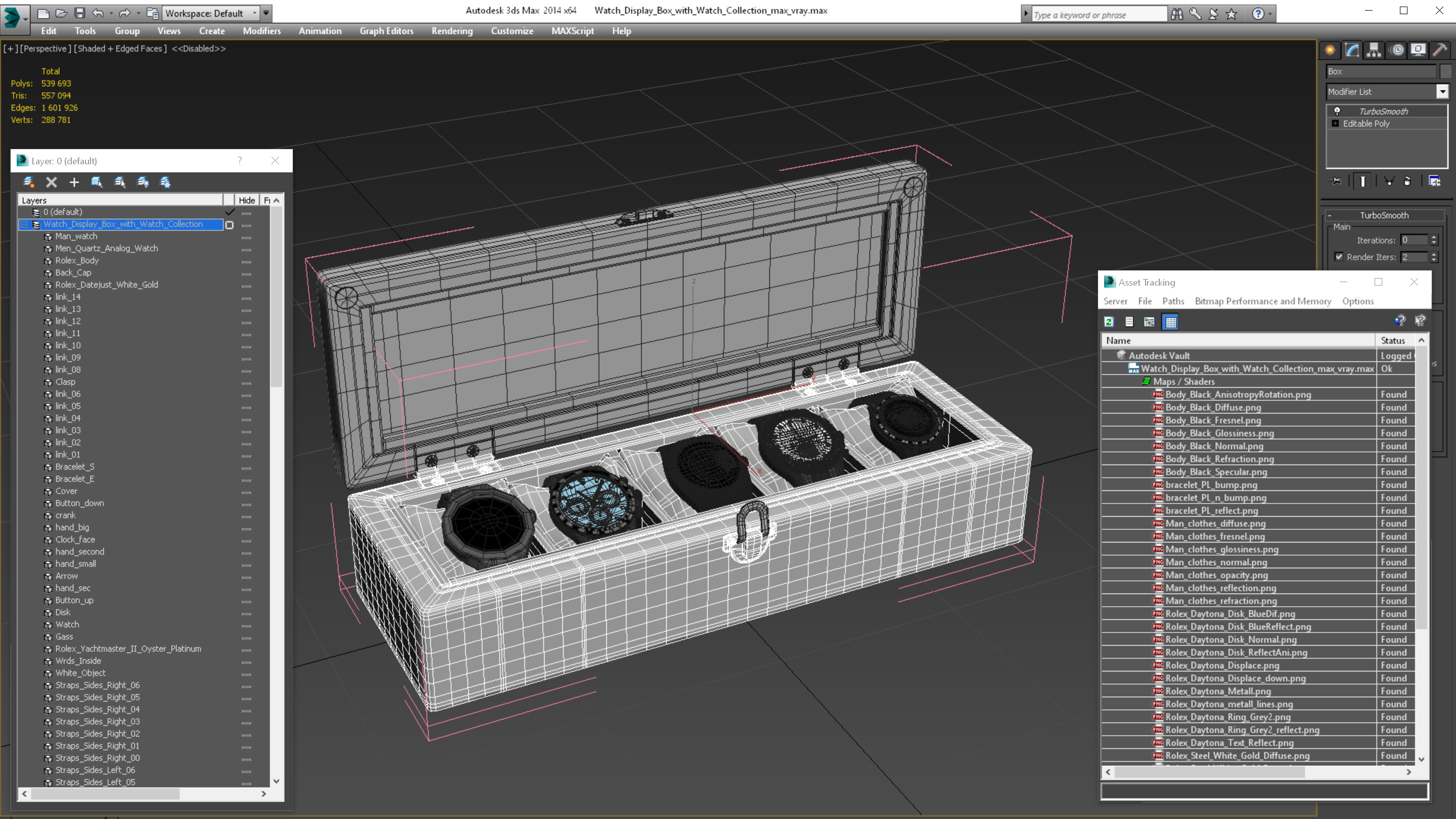 Watch Display Box with Watch Set 3D