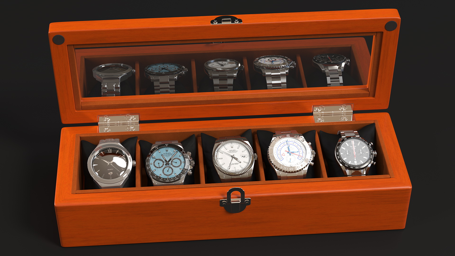 Watch Display Box with Watch Set 3D