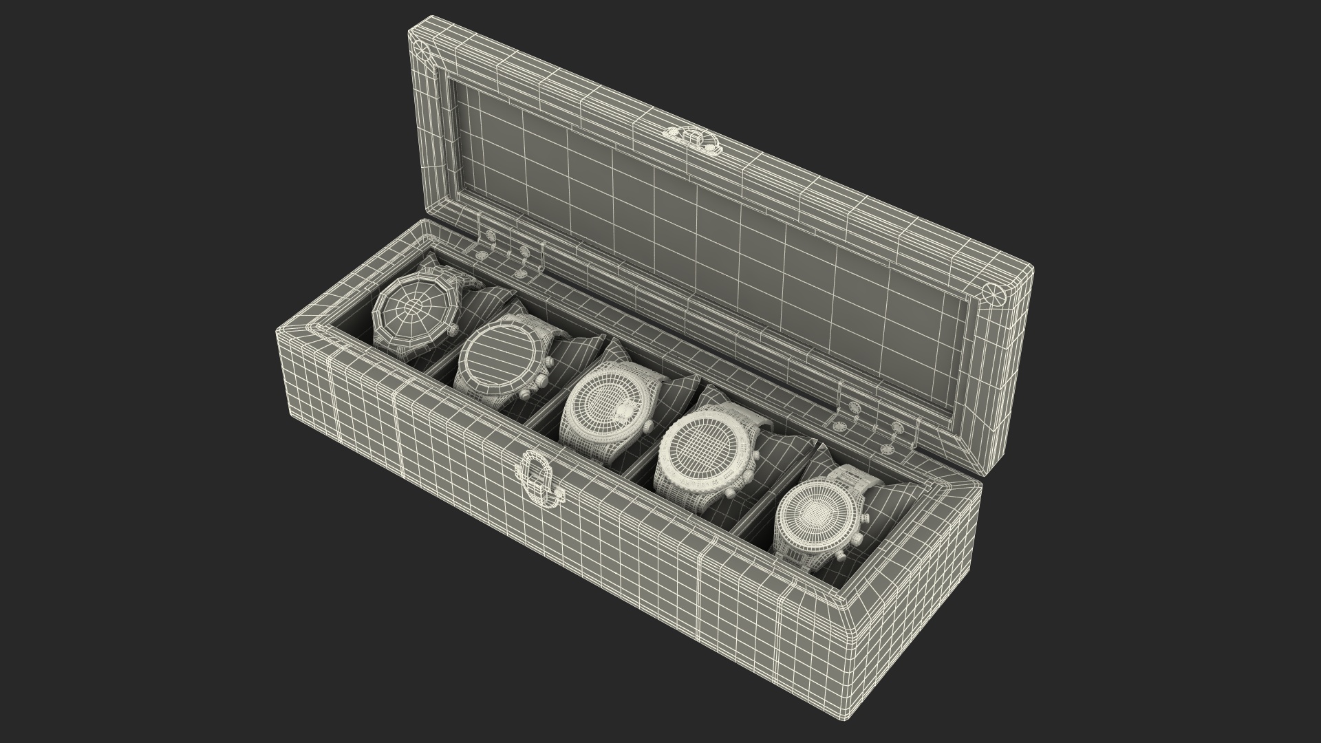 Watch Display Box with Watch Set 3D