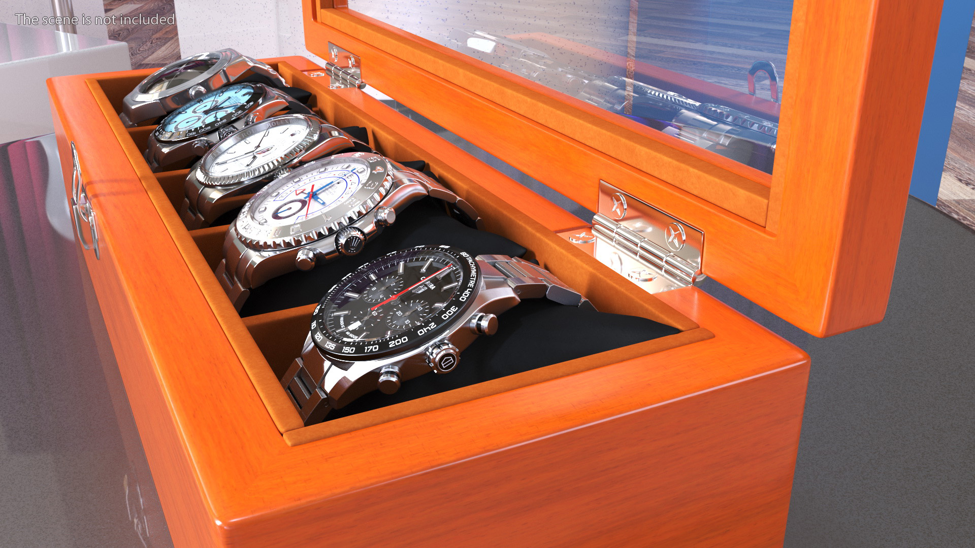 Watch Display Box with Watch Set 3D