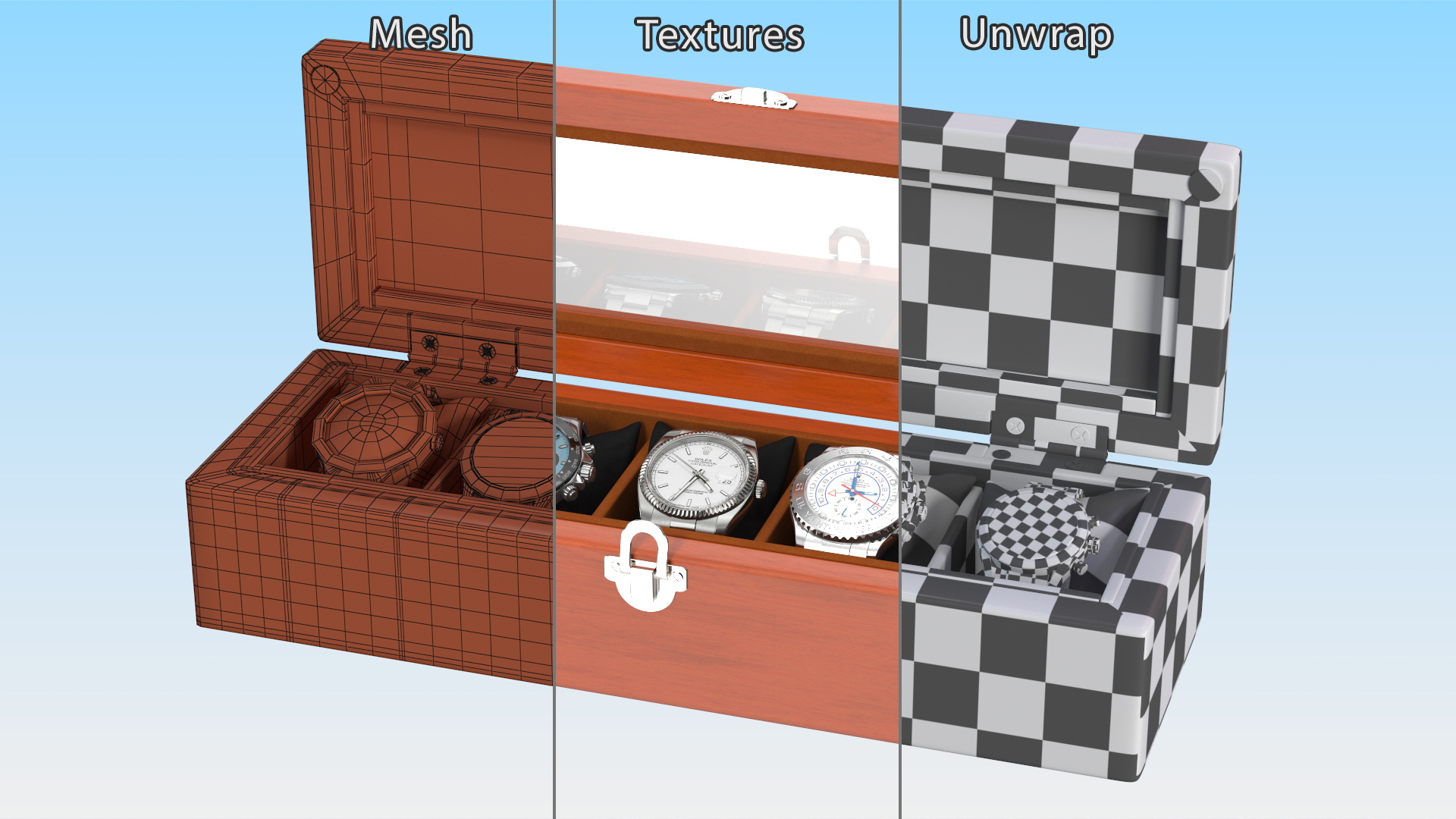 Watch Display Box with Watch Set 3D