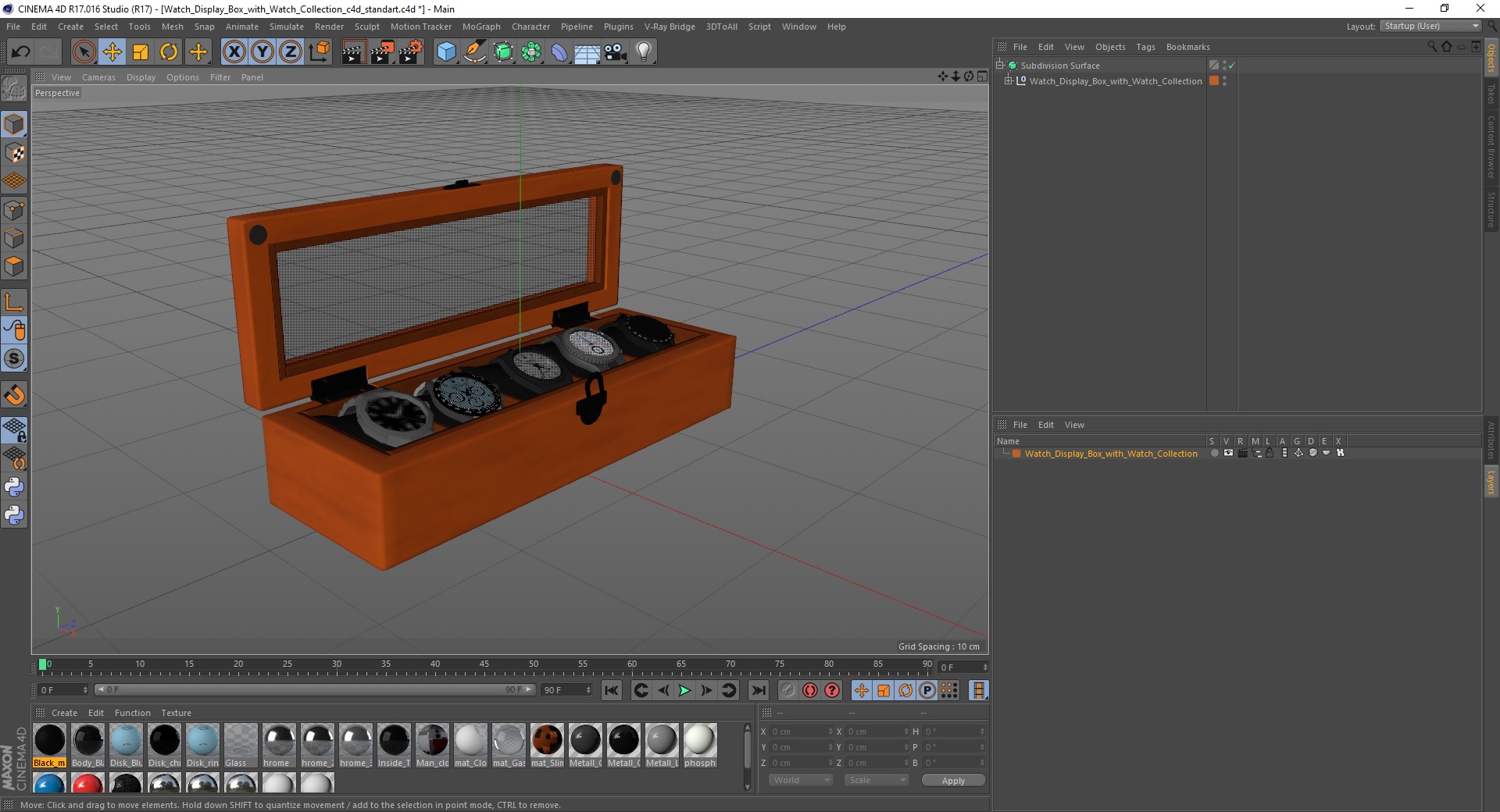 Watch Display Box with Watch Set 3D