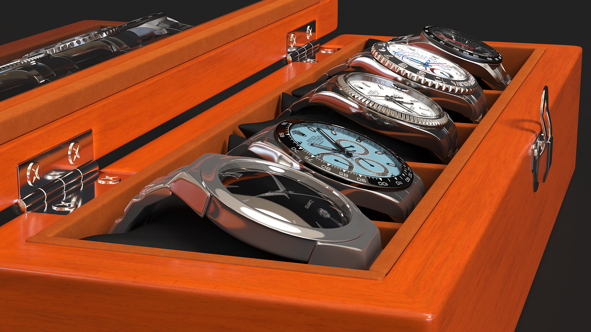 Watch Display Box with Watch Set 3D