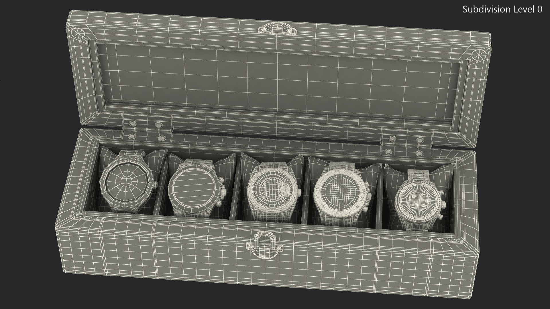Watch Display Box with Watch Set 3D