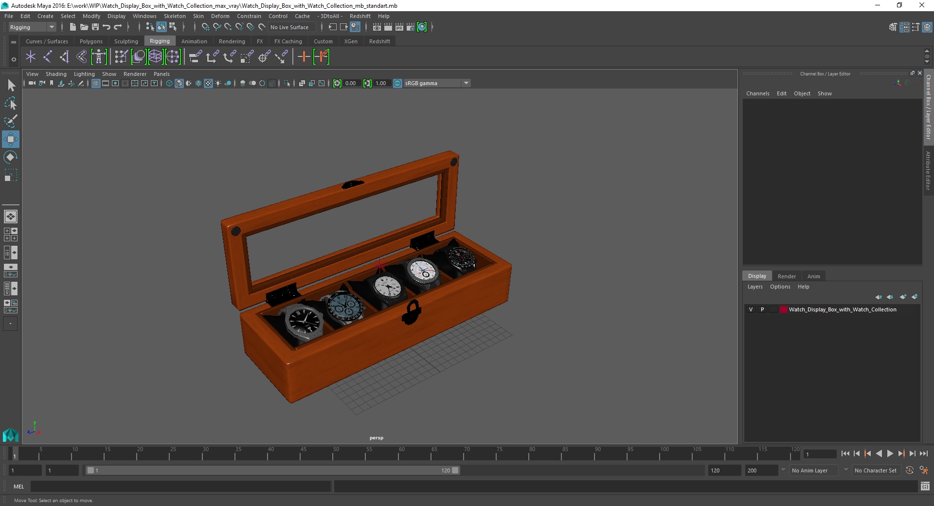 Watch Display Box with Watch Set 3D
