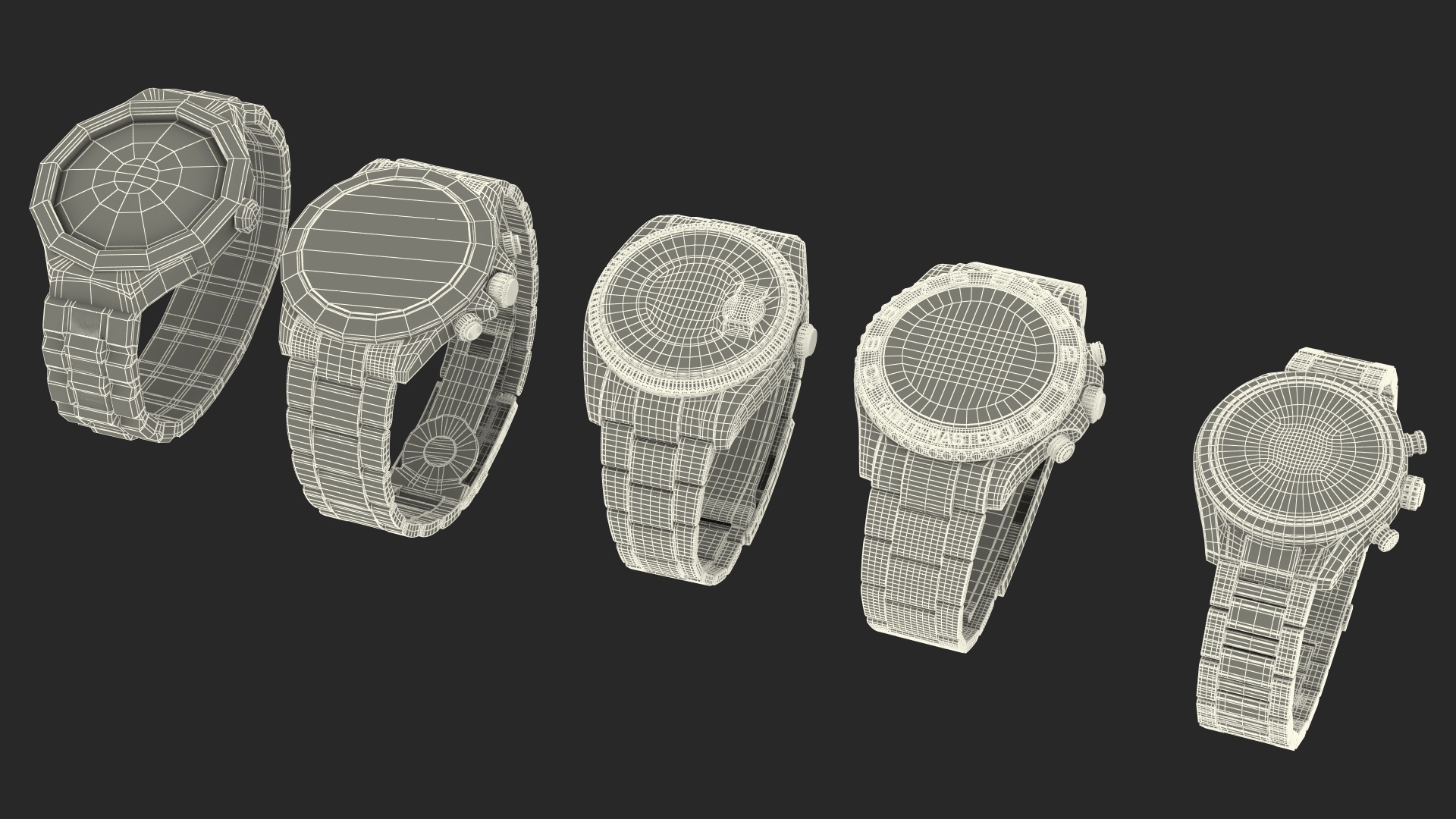 Watch Display Box with Watch Set 3D