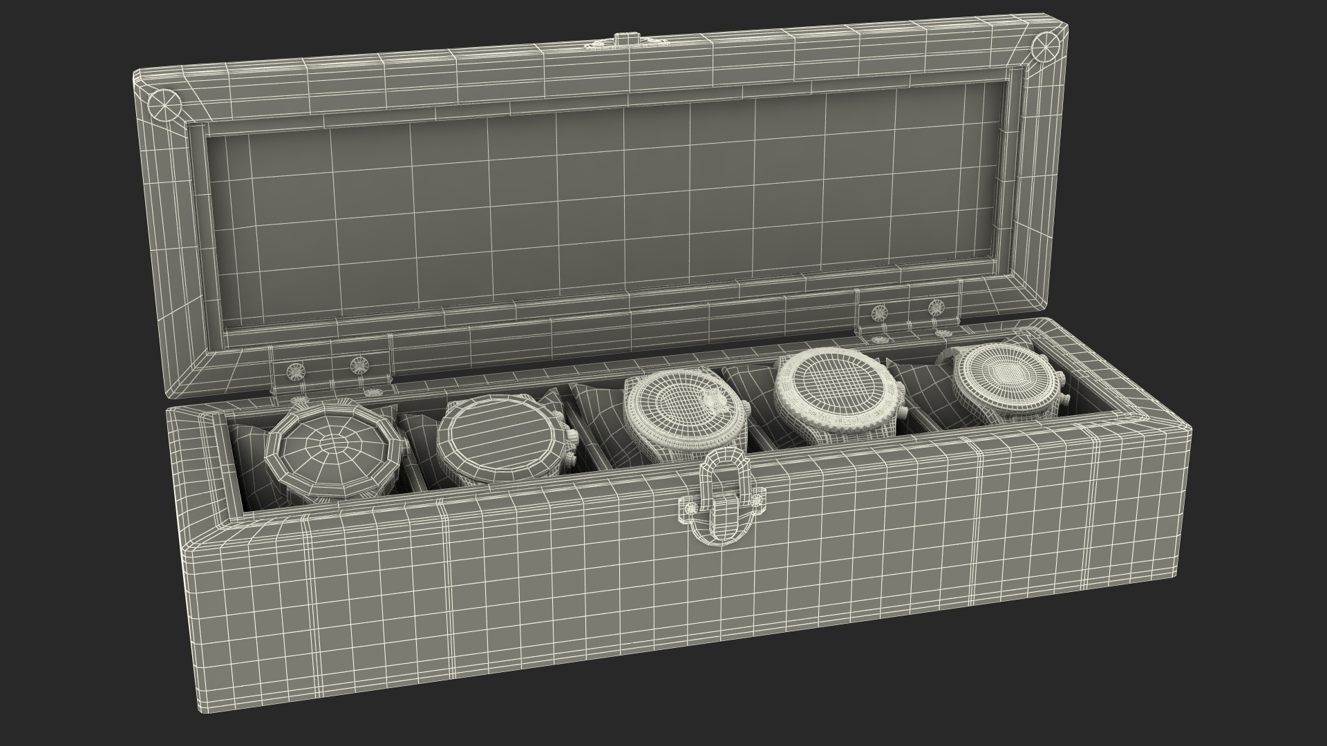 Watch Display Box with Watch Set 3D