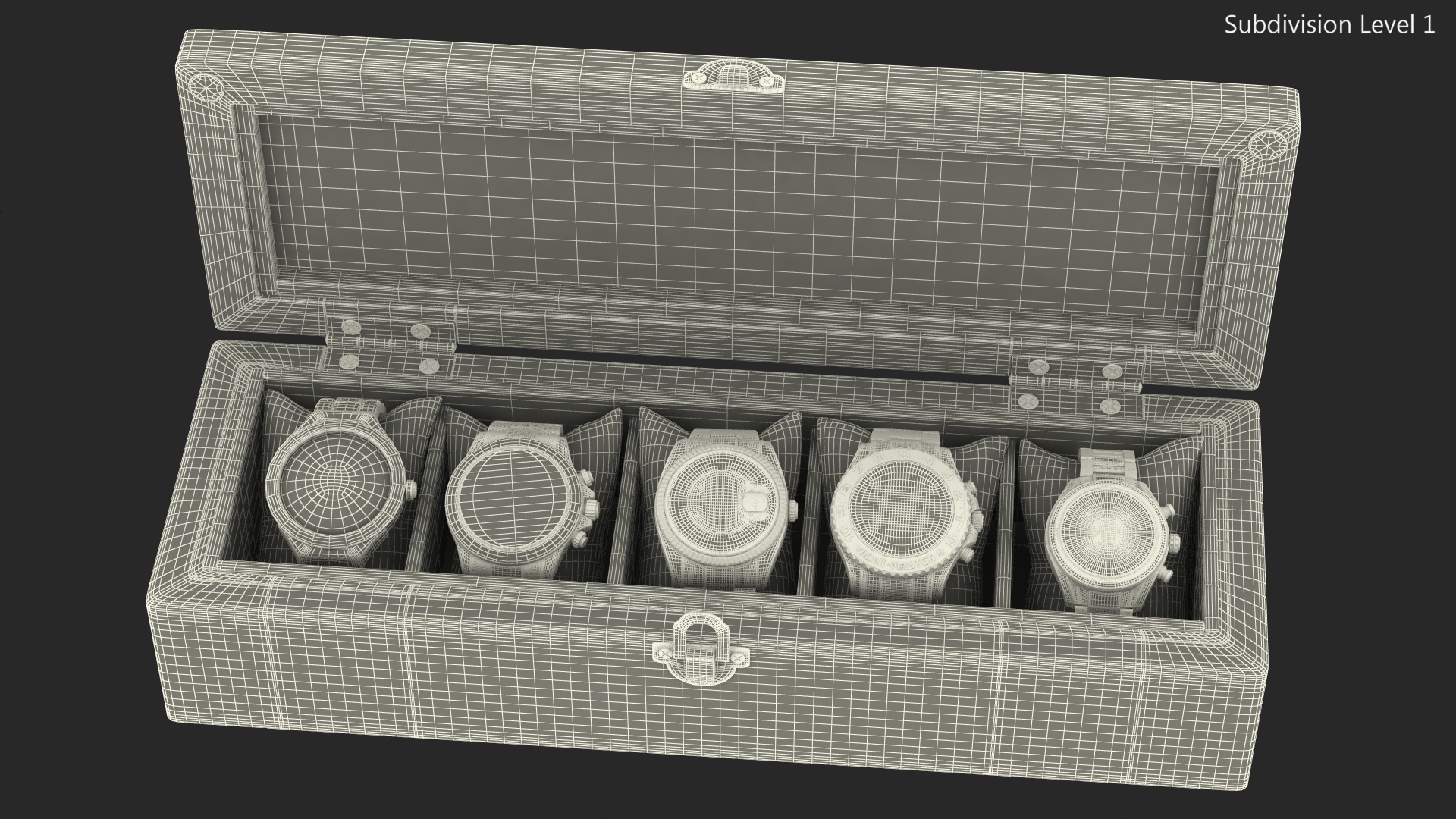 Watch Display Box with Watch Set 3D