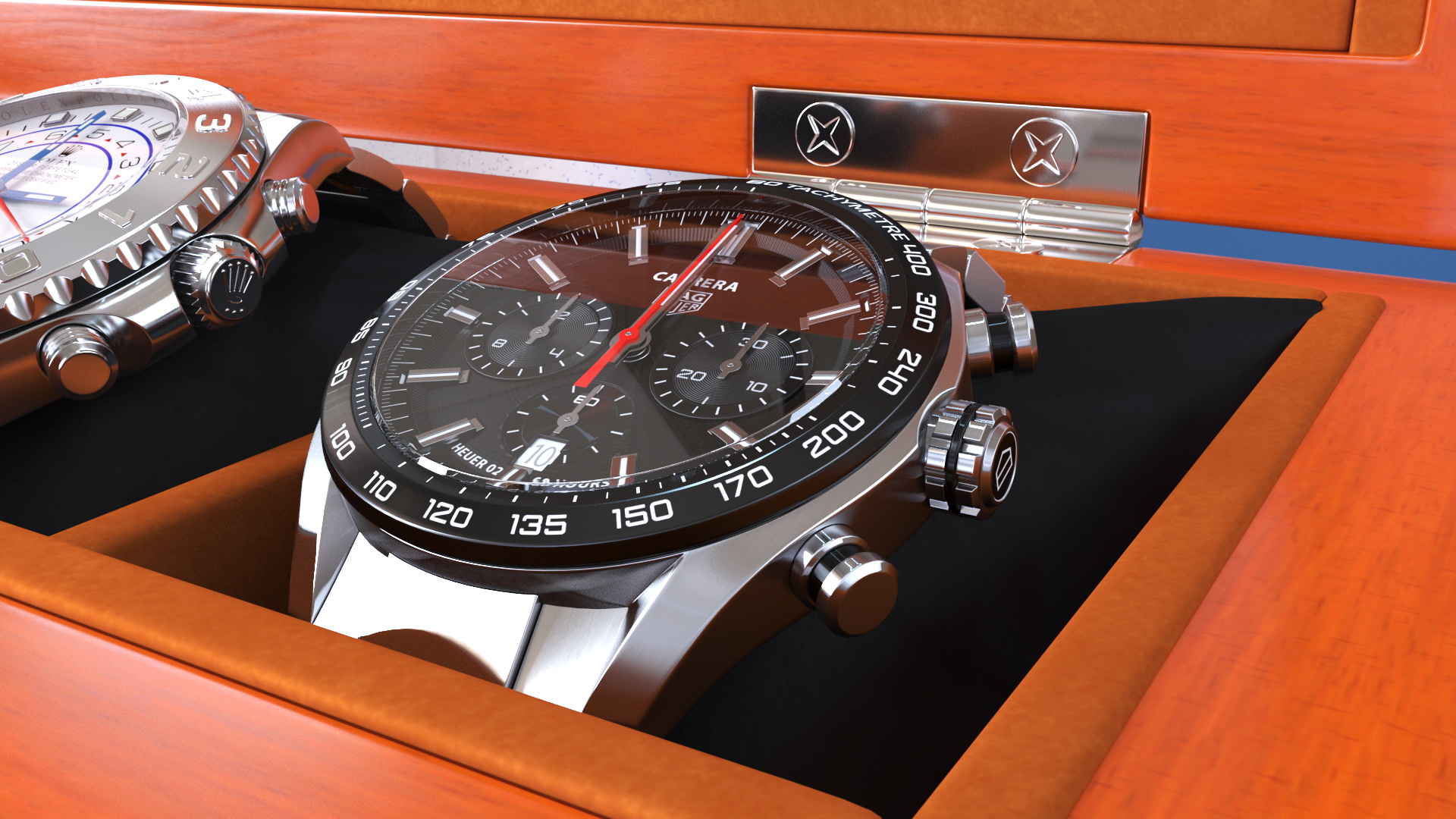 Watch Display Box with Watch Set 3D