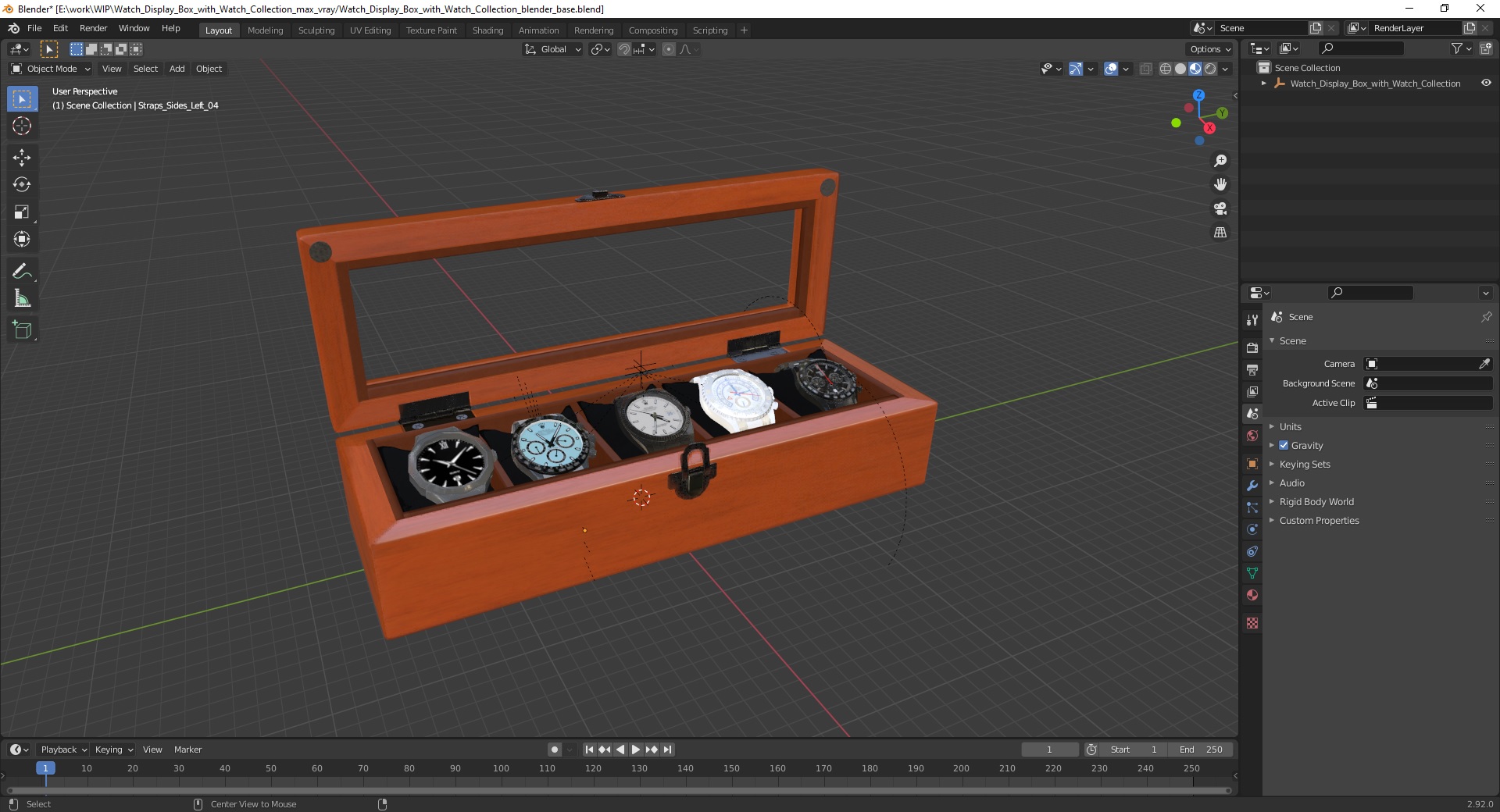 Watch Display Box with Watch Set 3D
