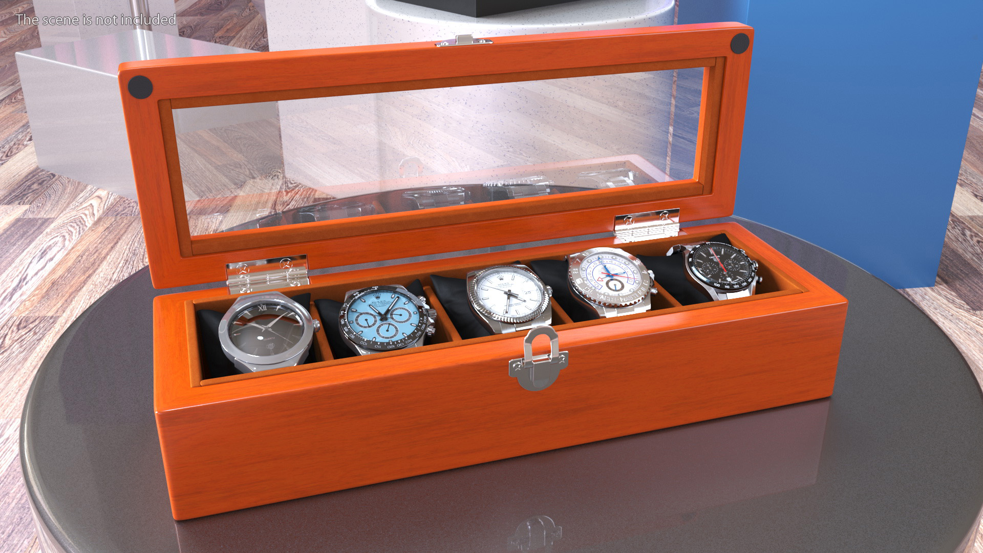 Watch Display Box with Watch Set 3D