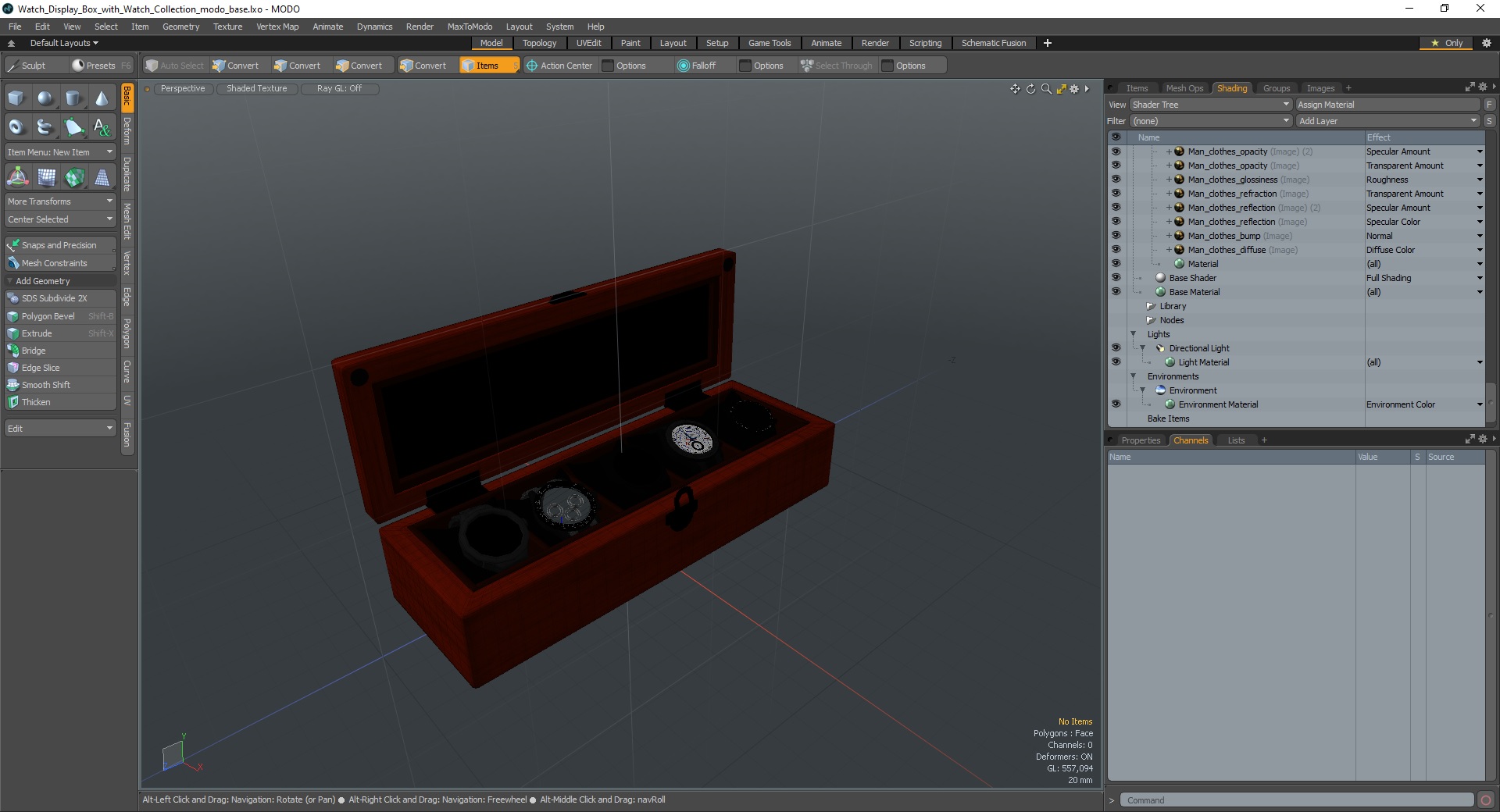 Watch Display Box with Watch Set 3D