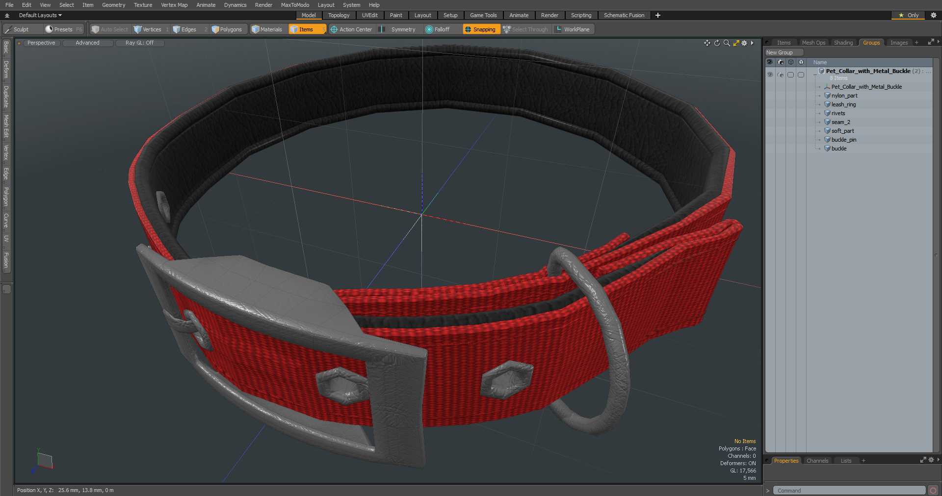 3D Pet Collar with Metal Buckle model