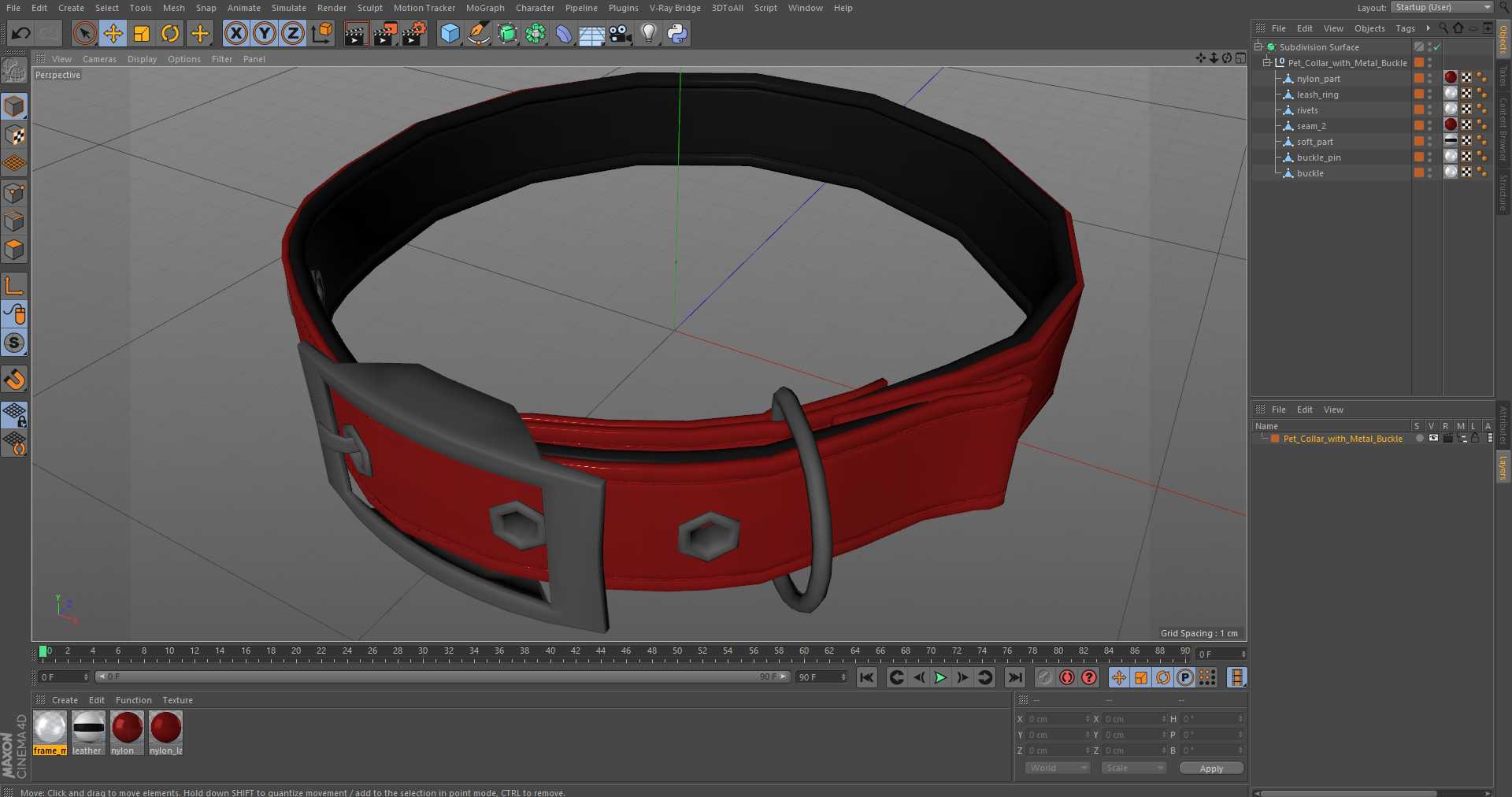 3D Pet Collar with Metal Buckle model