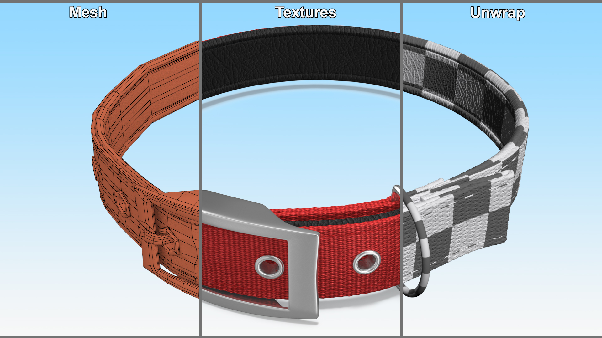 3D Pet Collar with Metal Buckle model