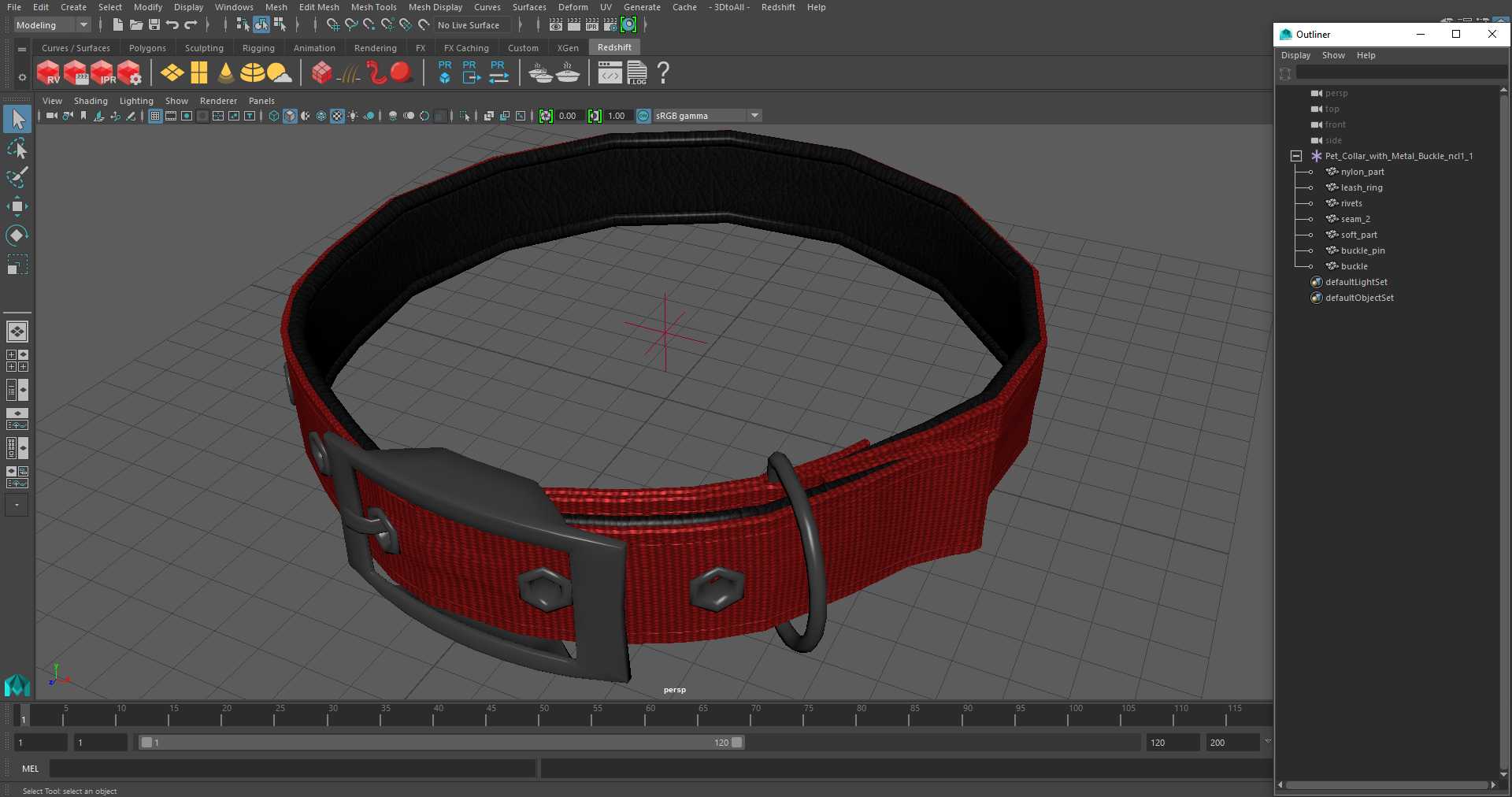 3D Pet Collar with Metal Buckle model