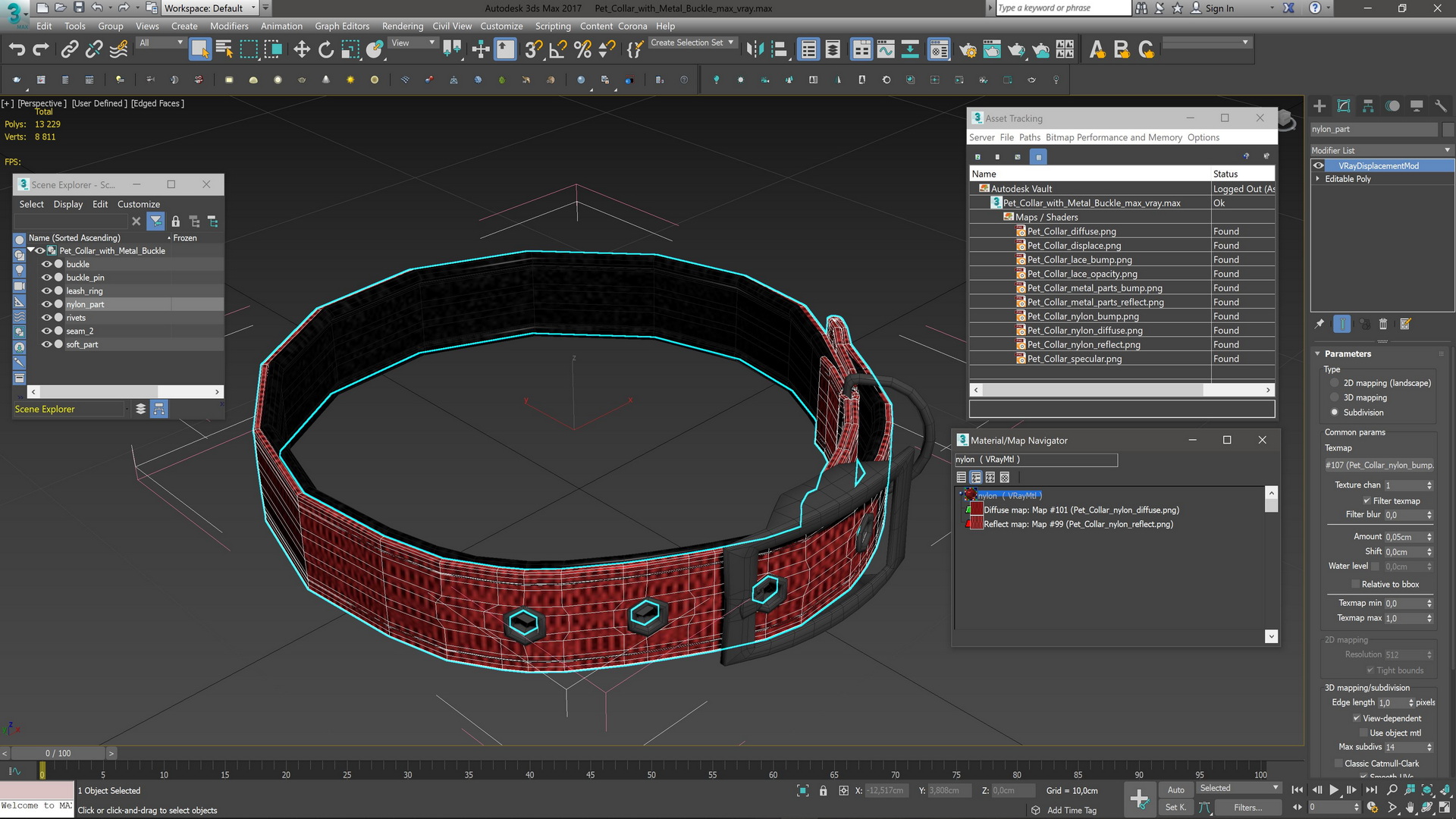3D Pet Collar with Metal Buckle model