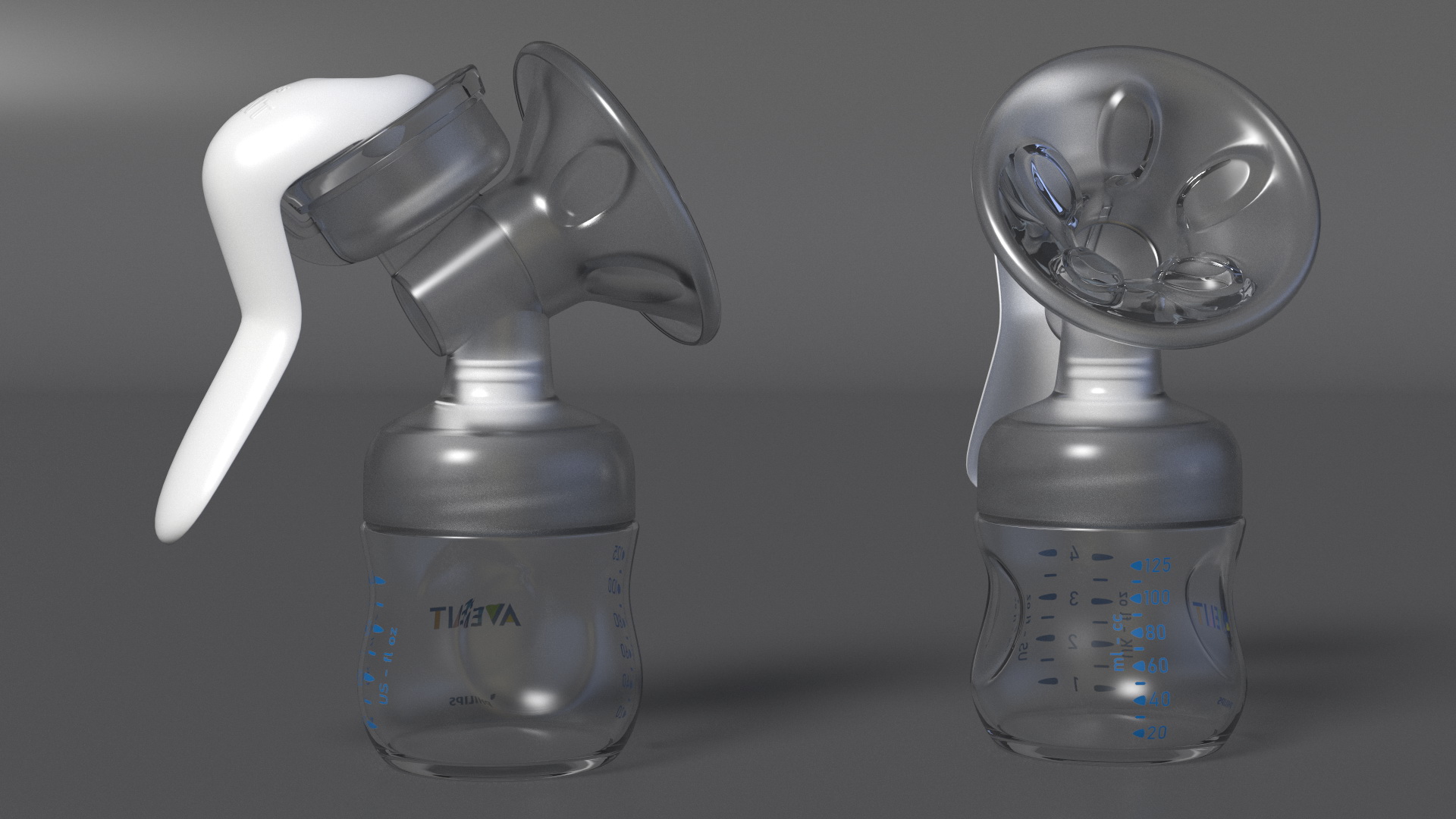 3D Philips Avent Manual Breast Pump and Baby Bottle model