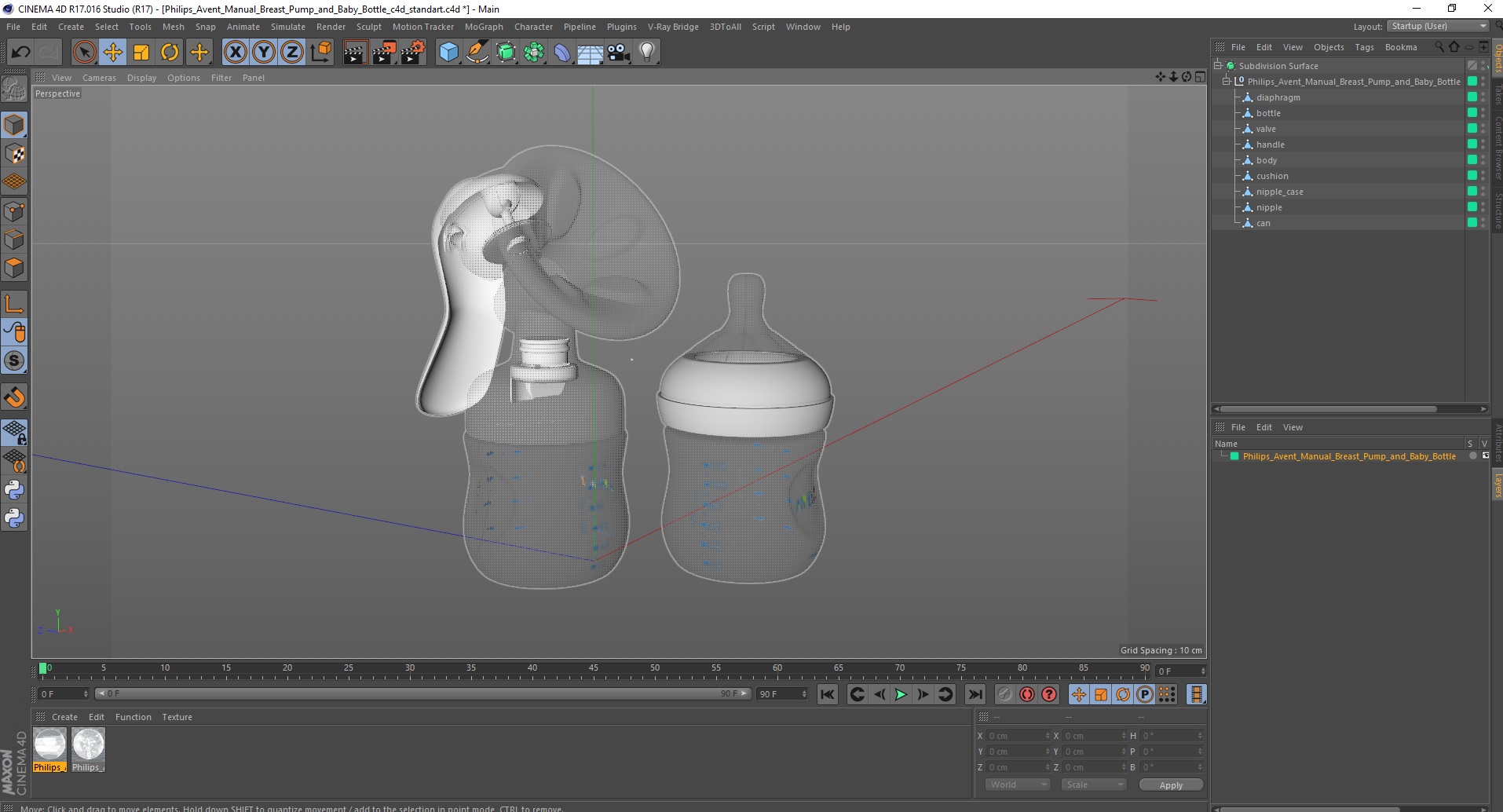 3D Philips Avent Manual Breast Pump and Baby Bottle model