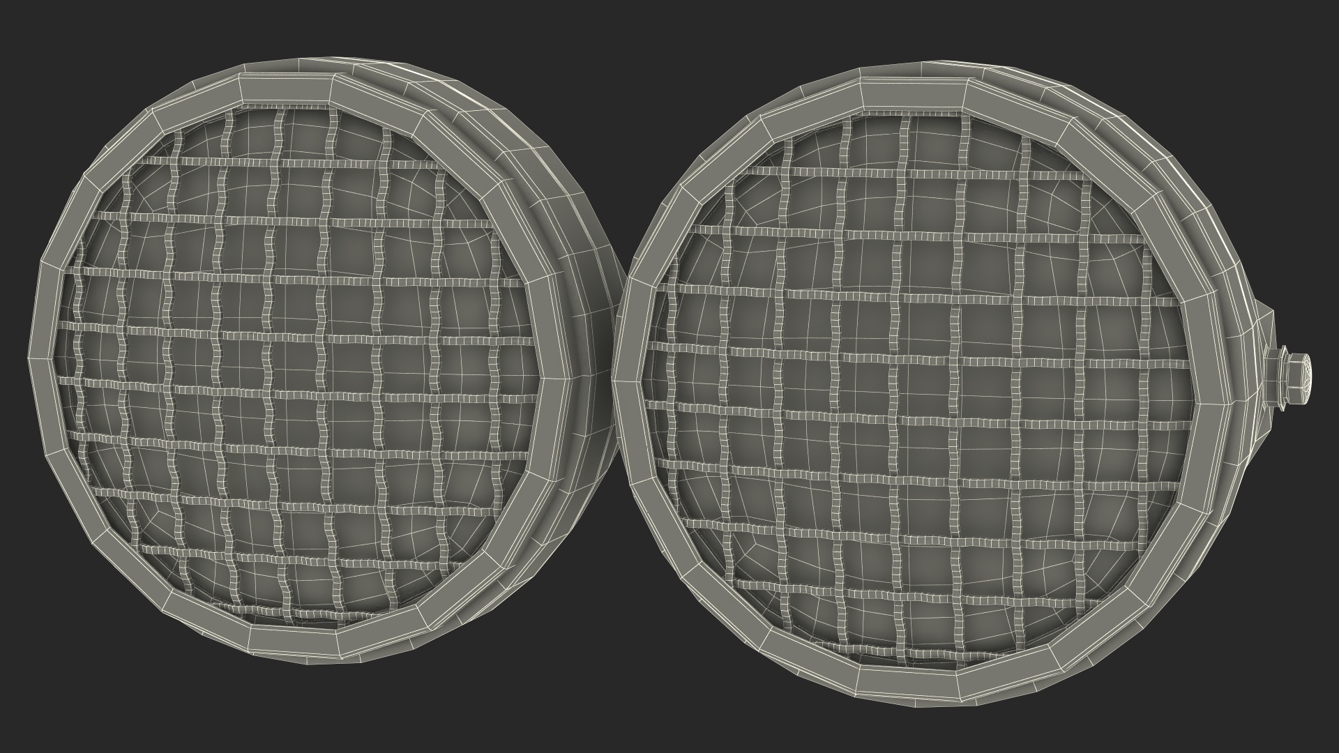 3D Motorcycle Headlight Pair with Mesh Grill