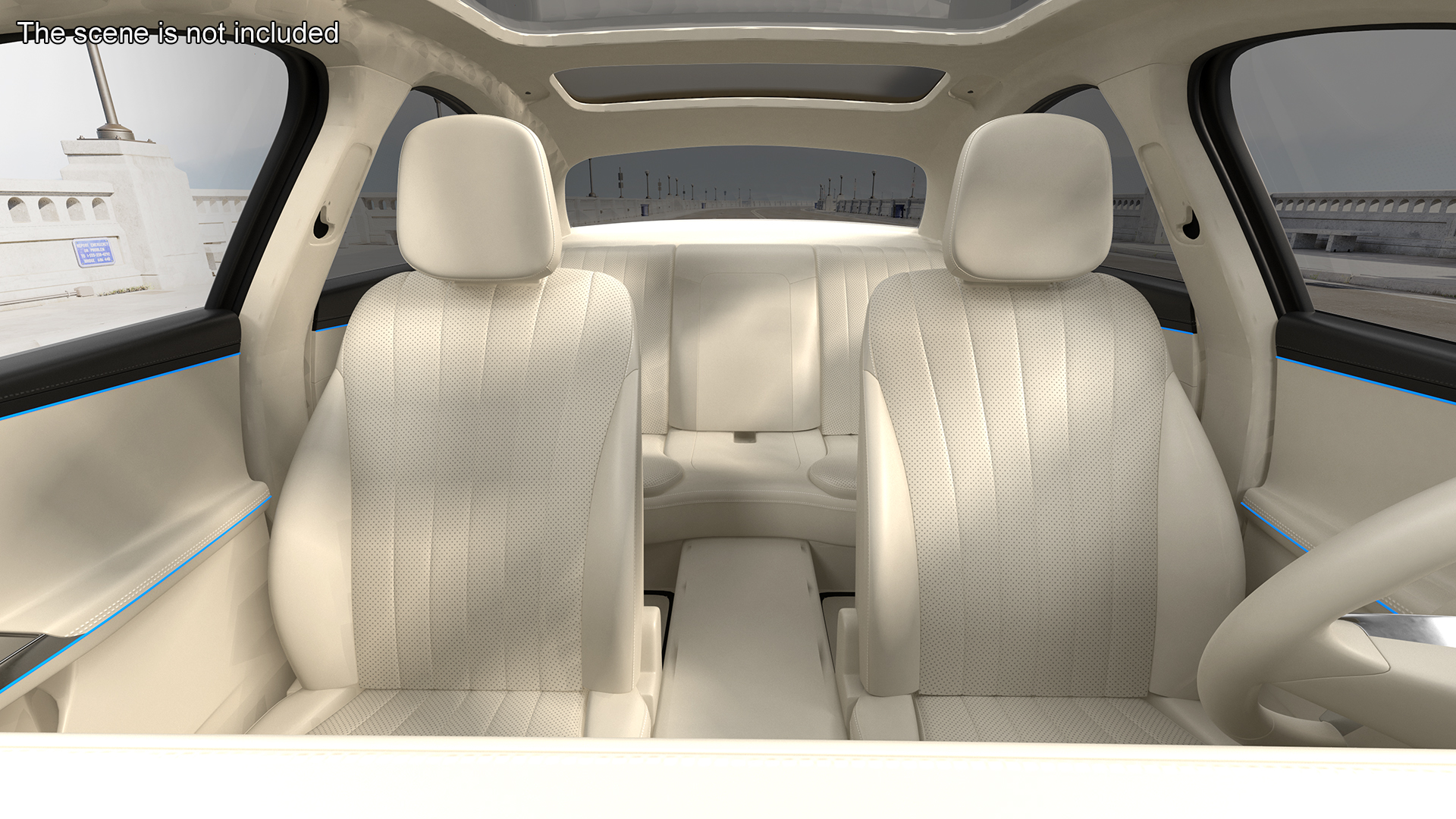 3D Blue New Mercedes E-Class 2023 Simple Interior