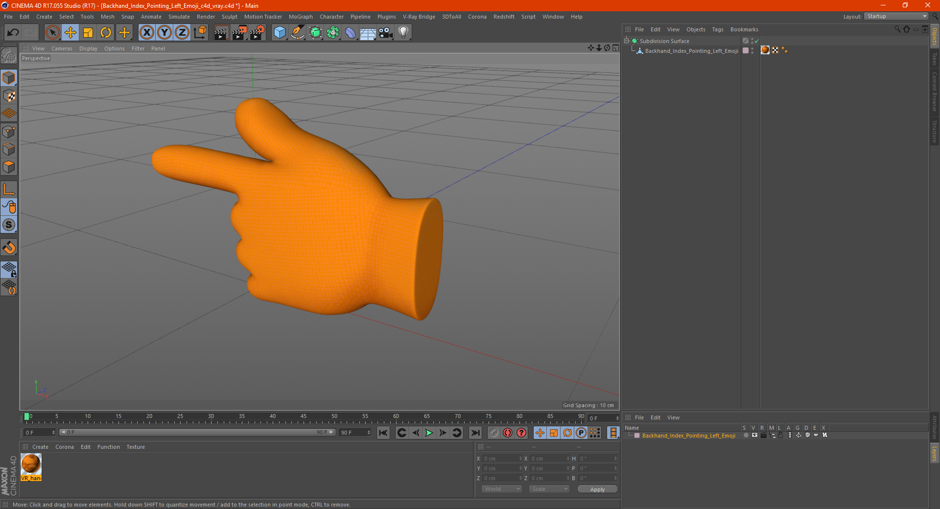 Backhand Index Pointing Left Emoji 3D model