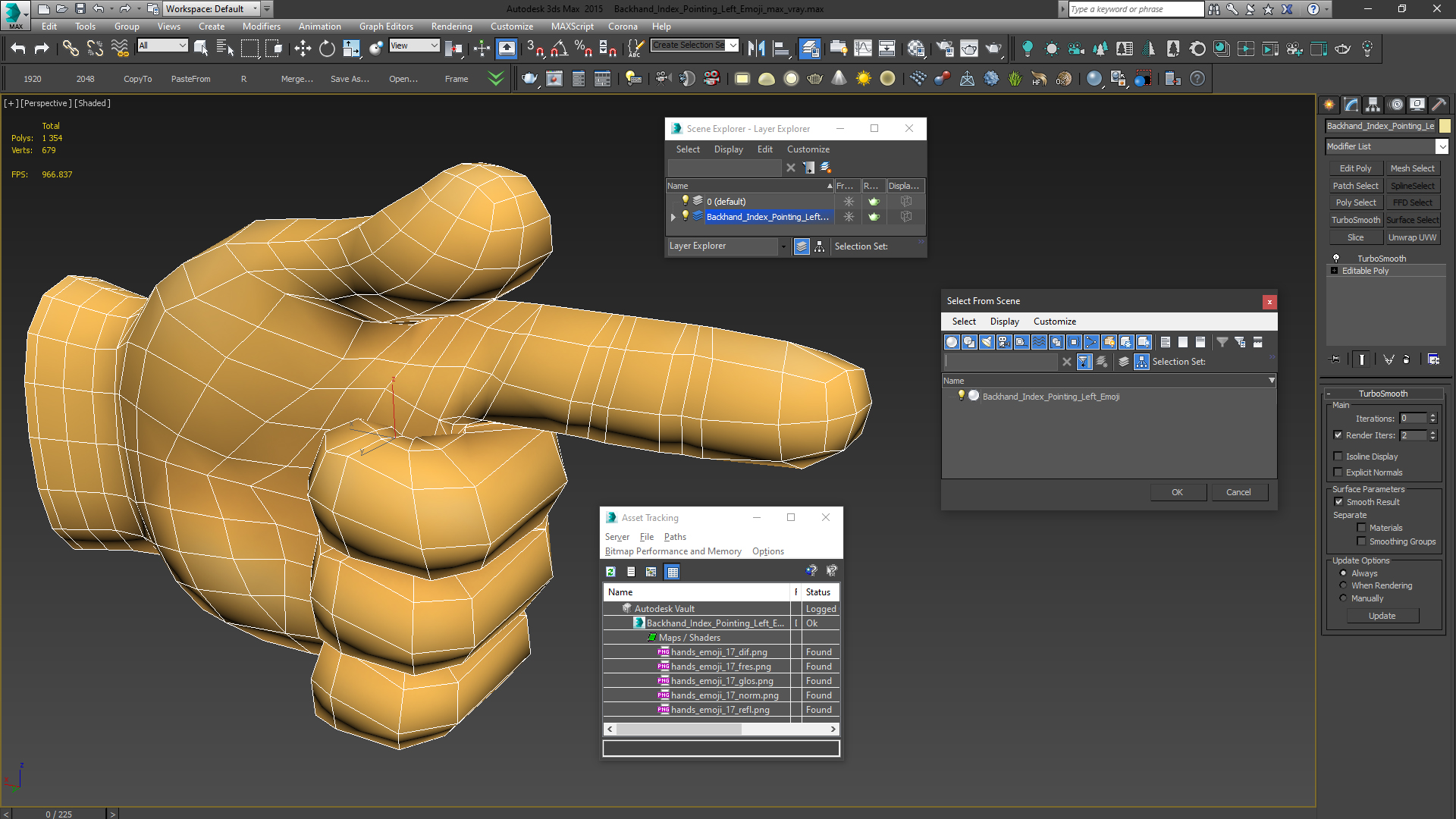 Backhand Index Pointing Left Emoji 3D model