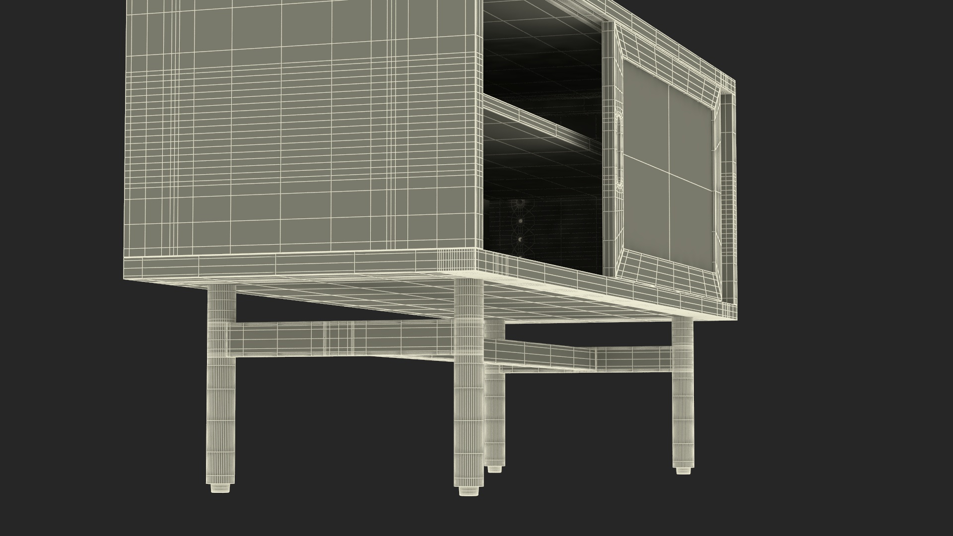 3D model Wooden Media Console Sideboard