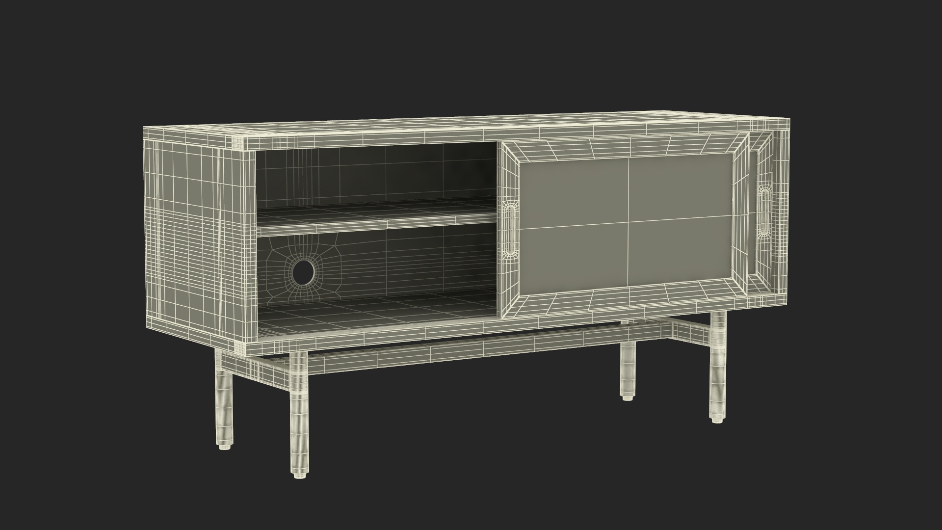 3D model Wooden Media Console Sideboard