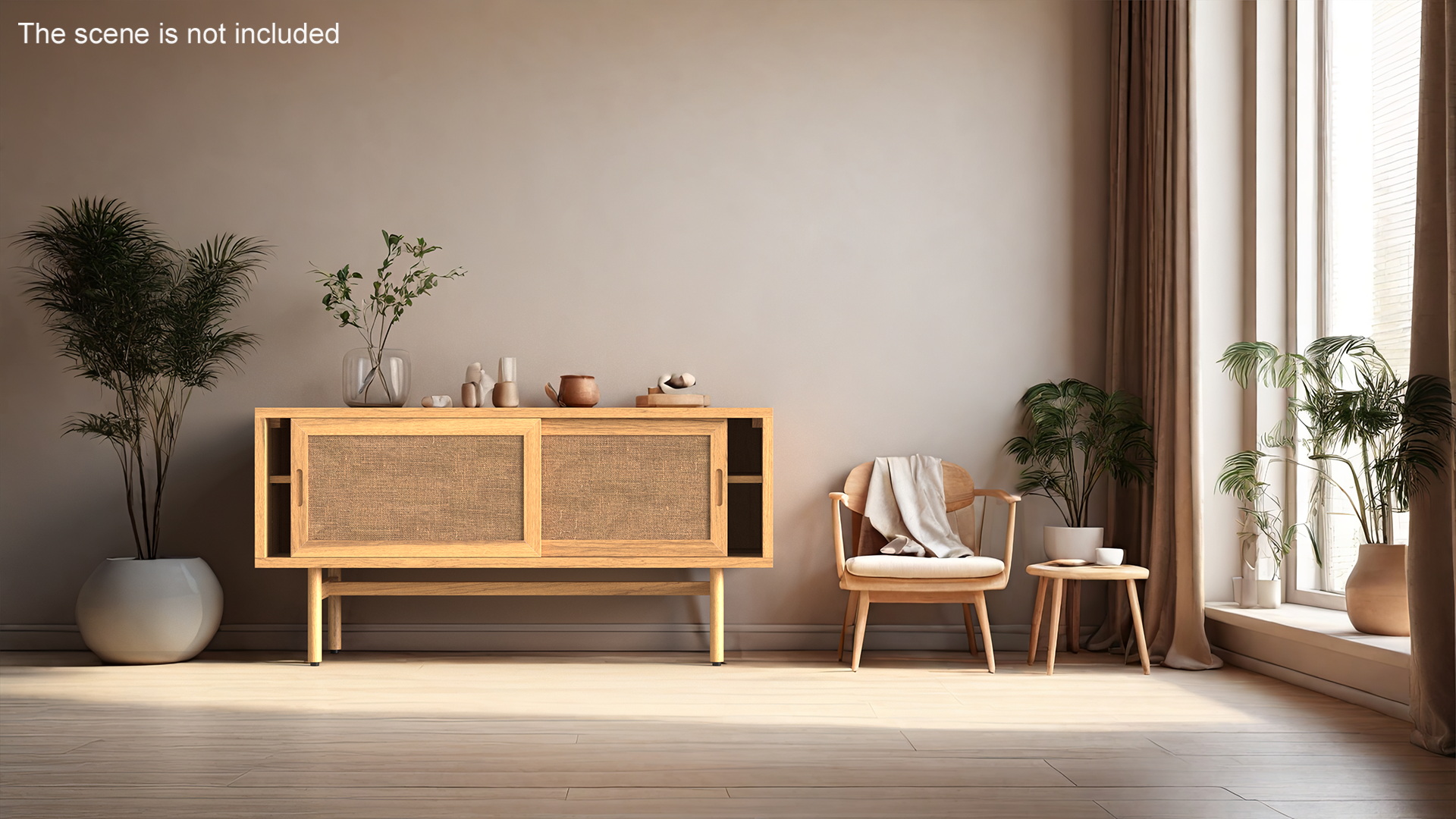 3D model Wooden Media Console Sideboard