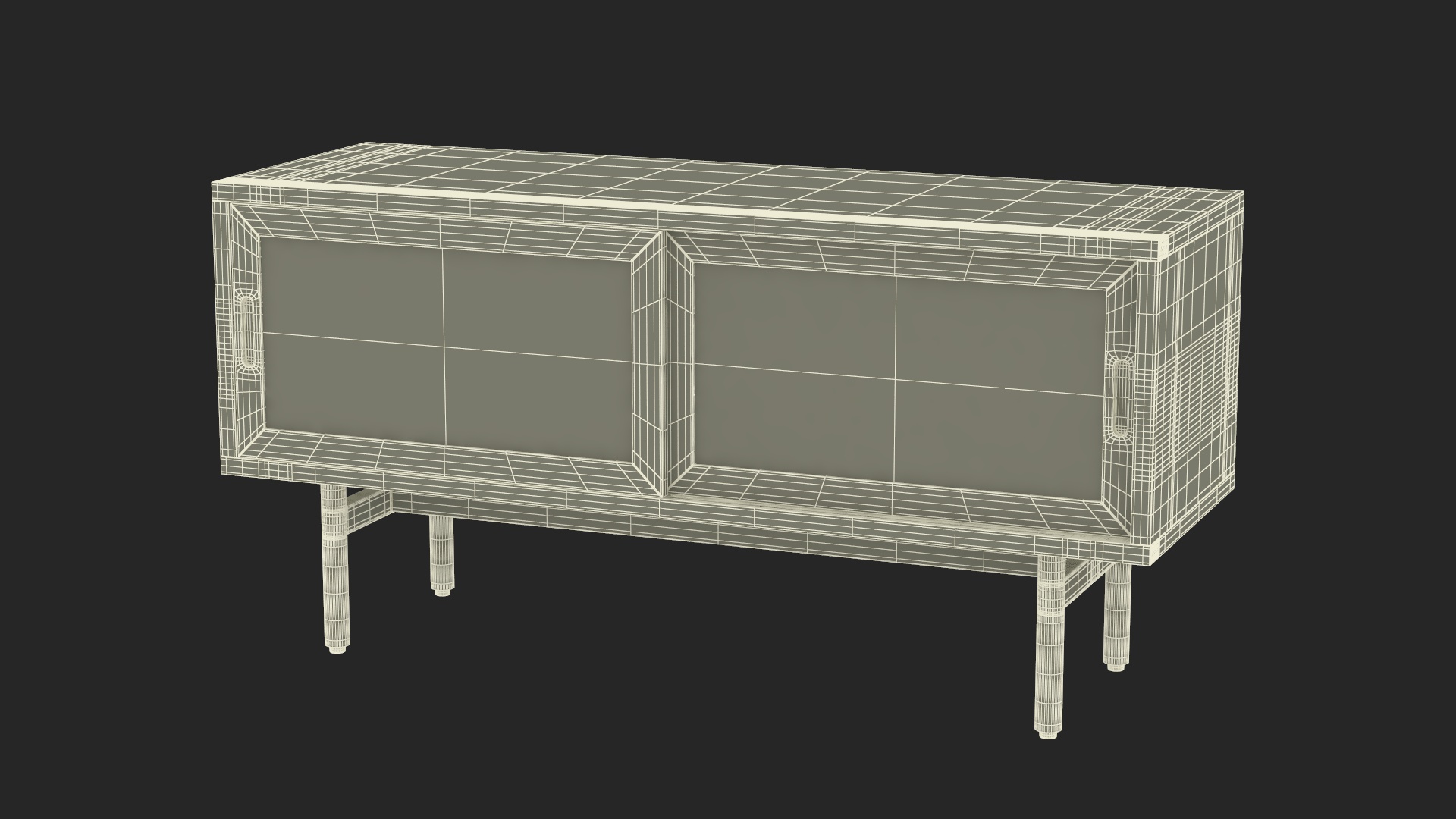 3D model Wooden Media Console Sideboard